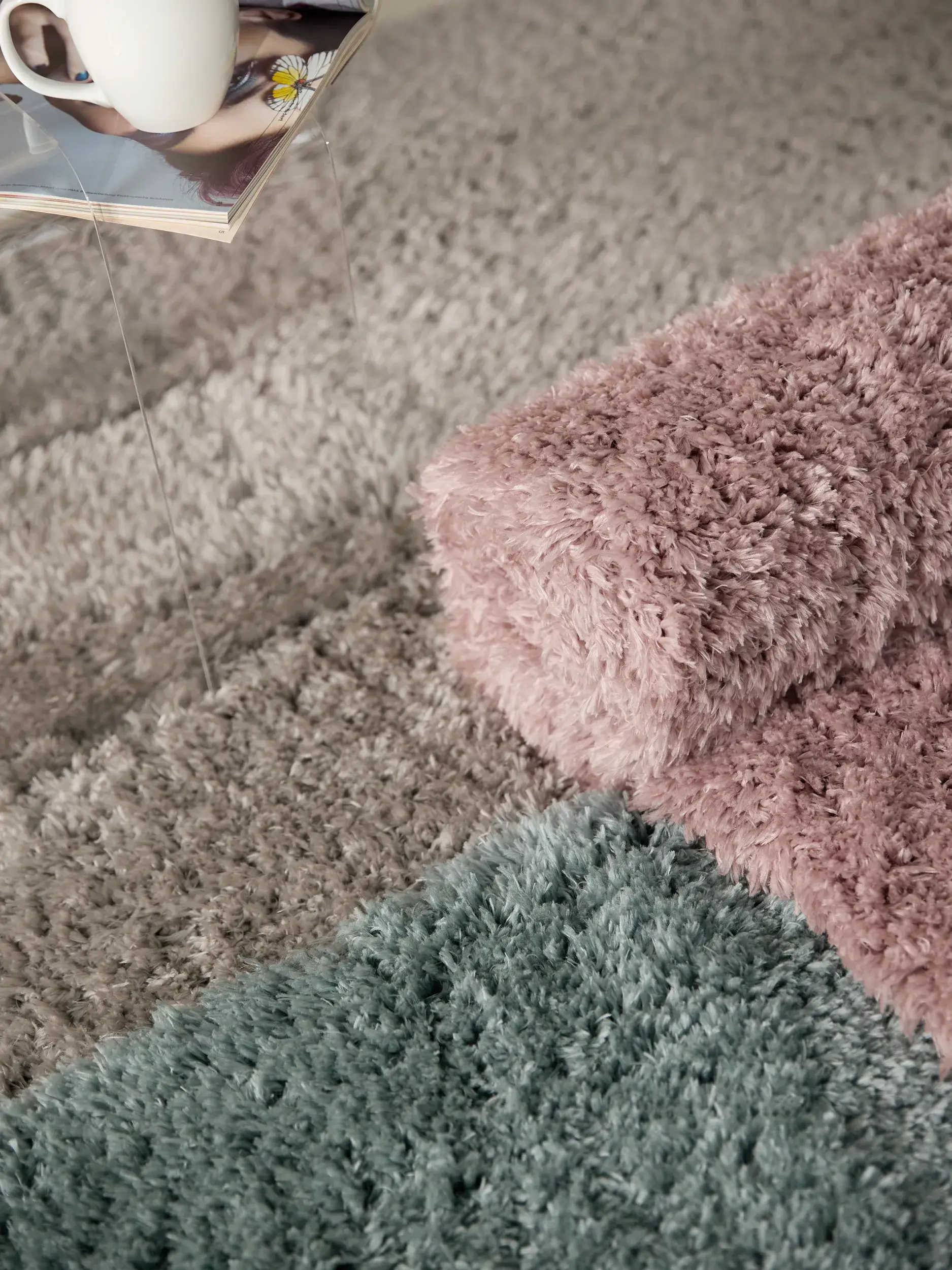 Teppich aus 100% Polyester in Rosa mit 100% Polyester hohem Flor von benuta Pop