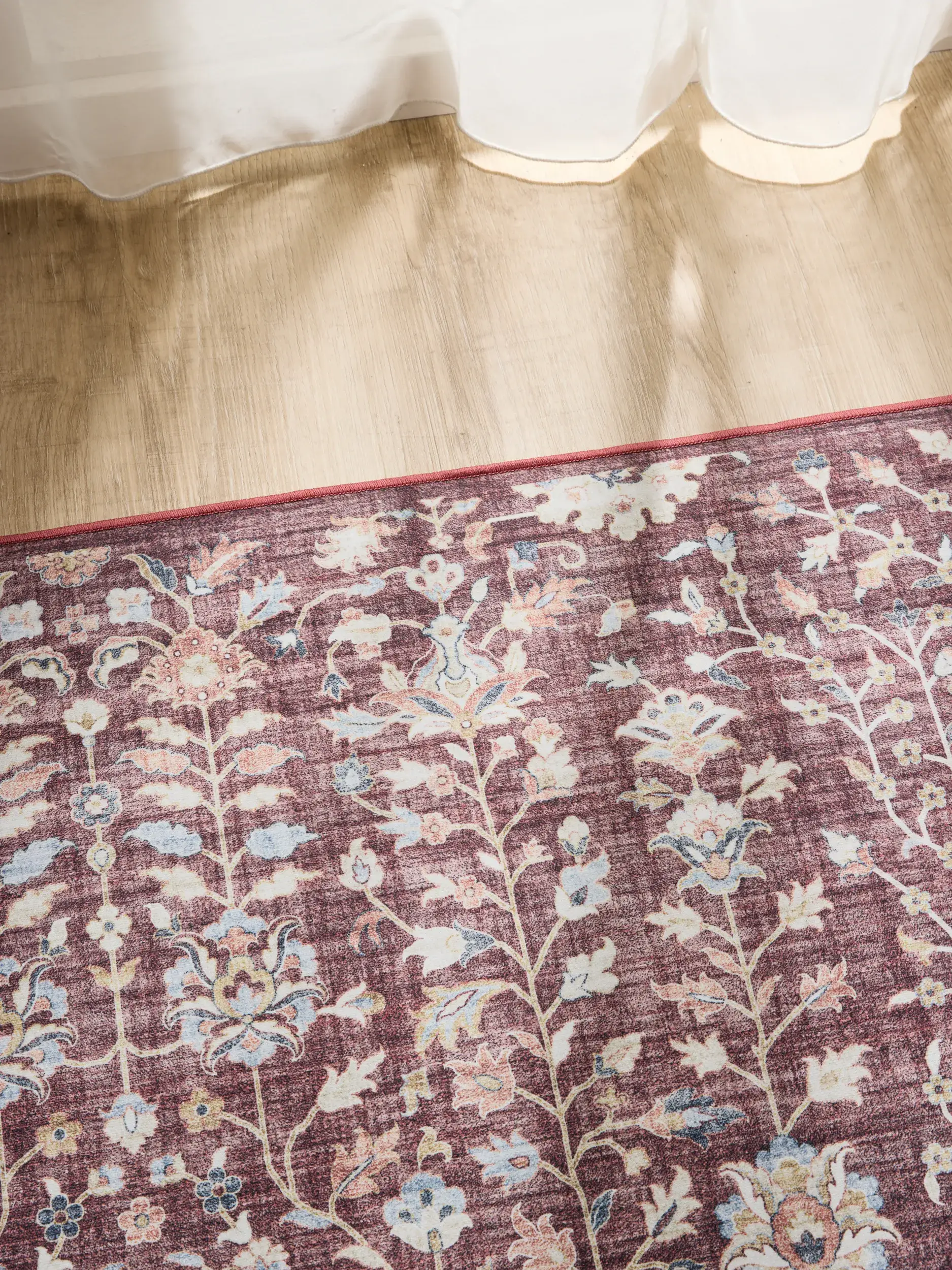 Rug made of 100% Polyester in Red with a 100% Polyester high pile by benuta Basic