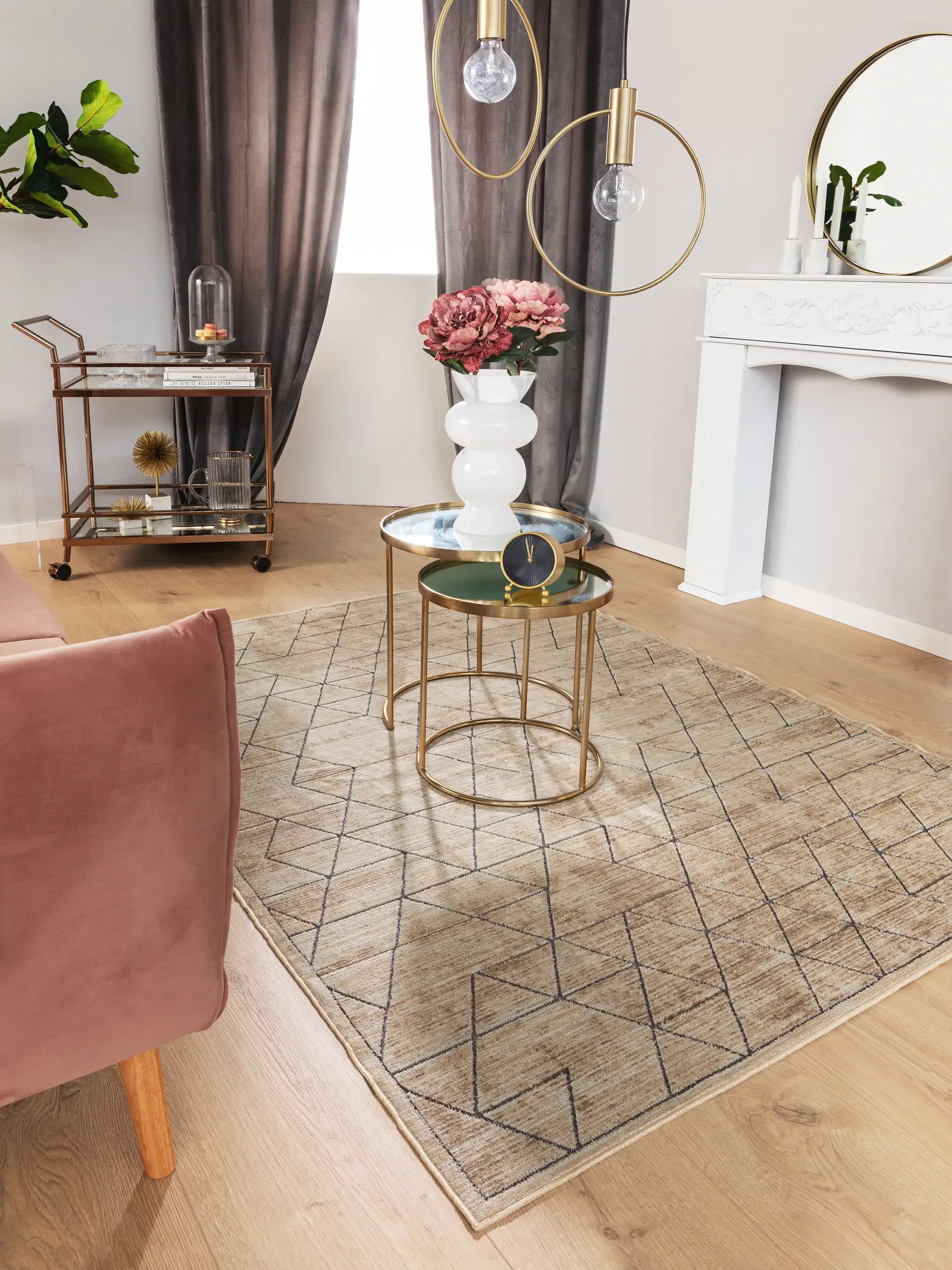 Rug made of 100% Polyester in Beige with a 100% Polyester high pile by benuta
