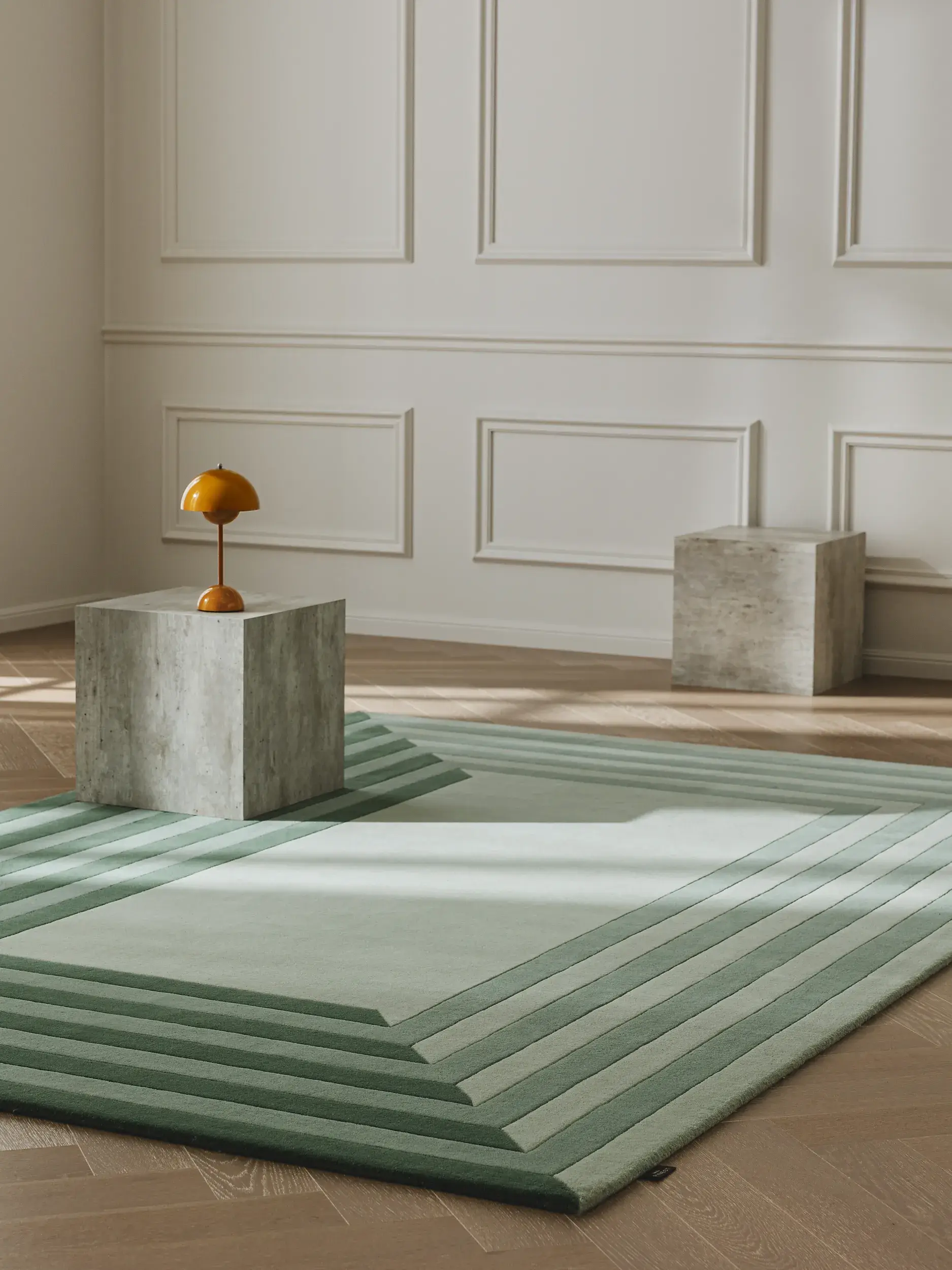 Tapis en 100% Laine en Vert avec une pile de 100% Laine de hauteur de benuta Finest