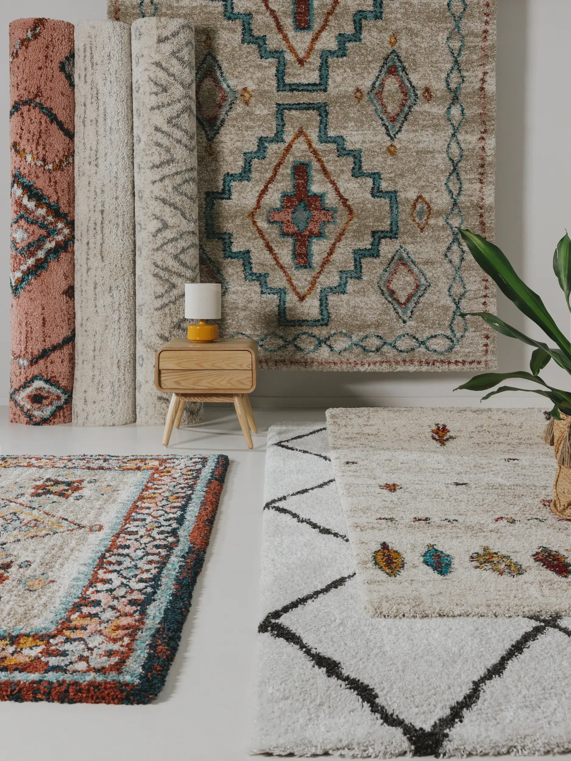 Rug made of 100% Polypropylen in Beige with a 100% Polypropylen high pile by benuta Nest
