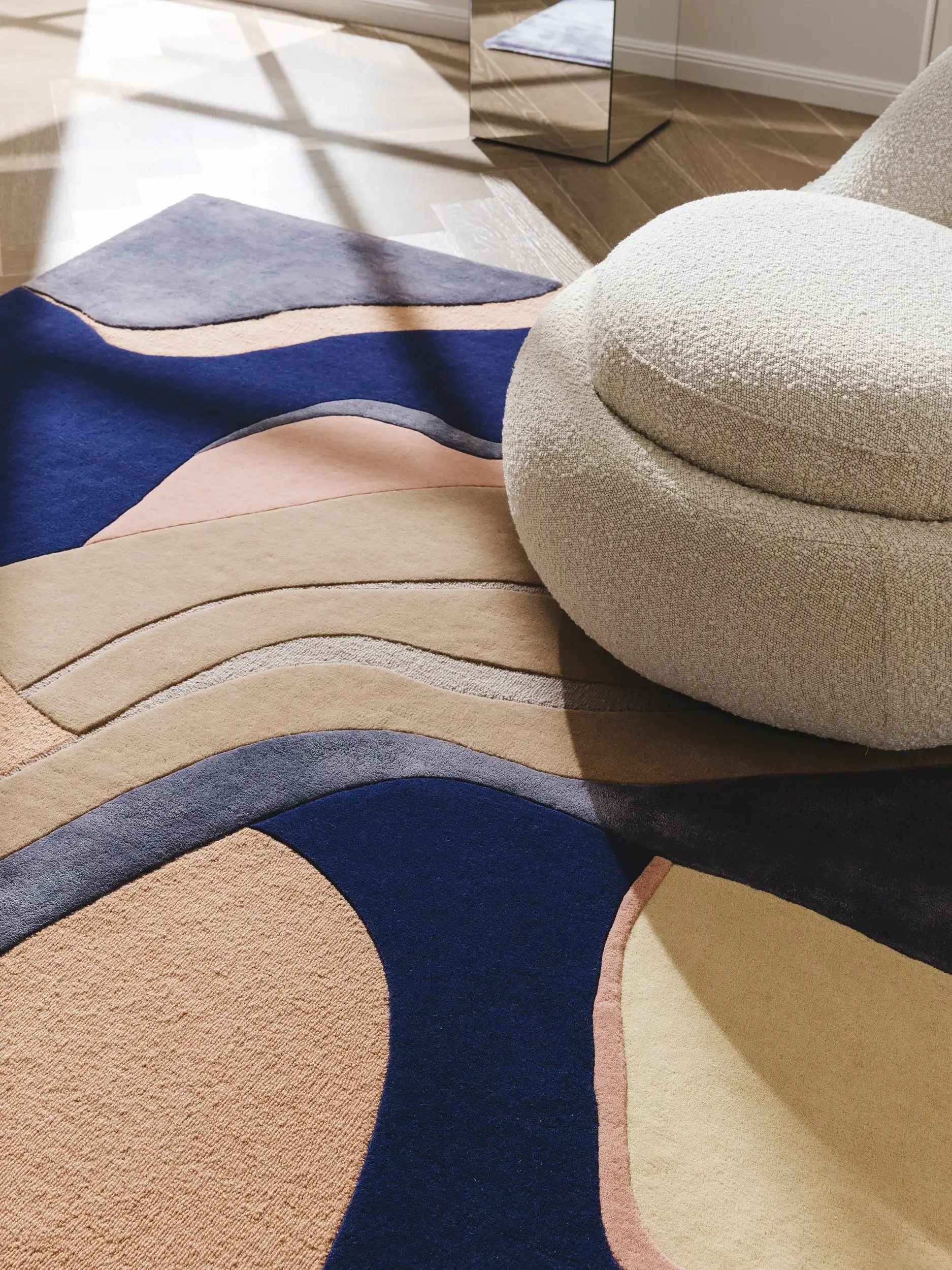 Teppich aus 75% Wolle, 25% Lyocell (Tencel™) in Multicolor mit 75% Wolle, 25% Lyocell (Tencel™) hohem Flor von benuta Finest