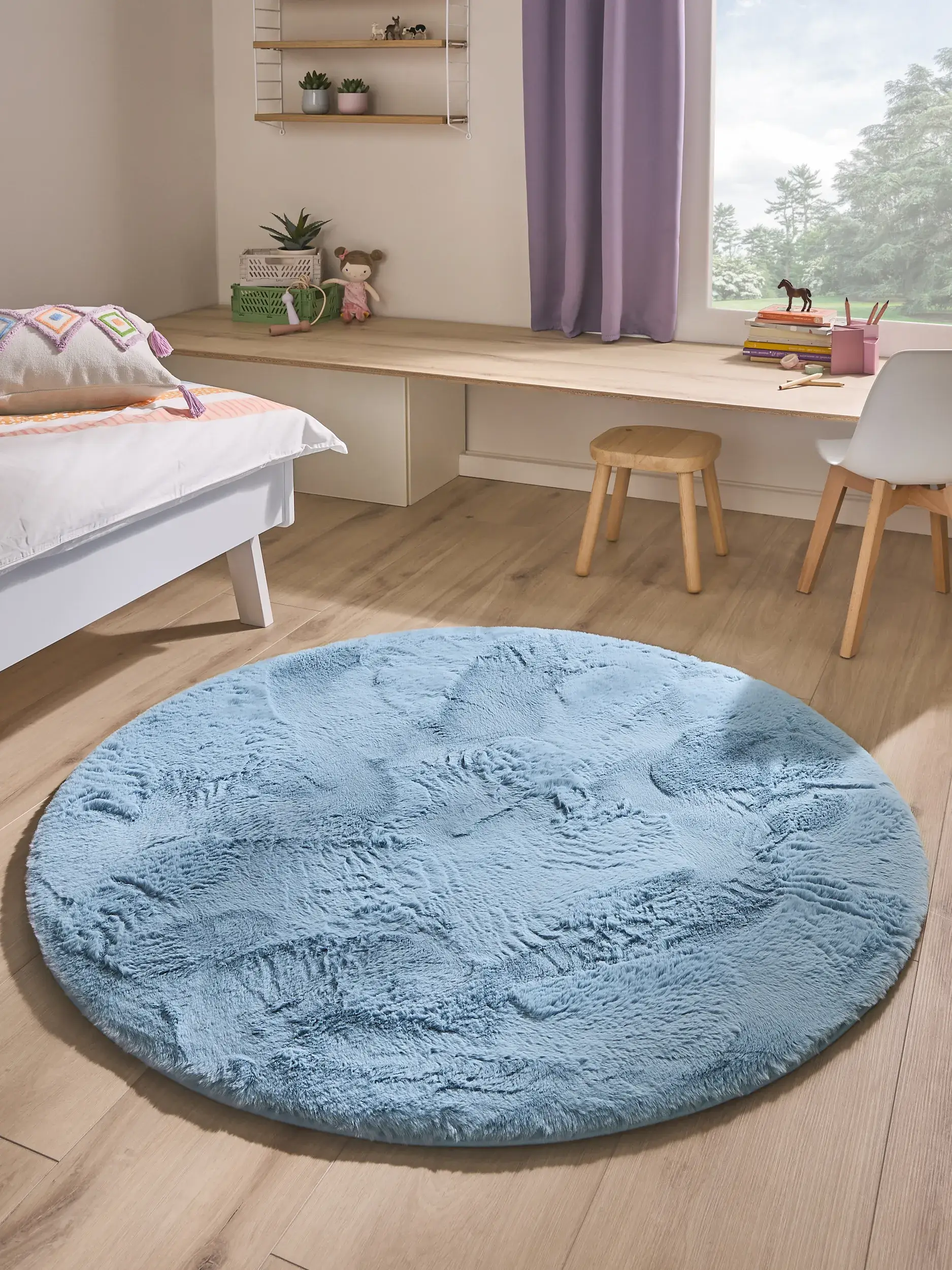 Teppich Dave aus 100% Polyester in Blau von Lytte