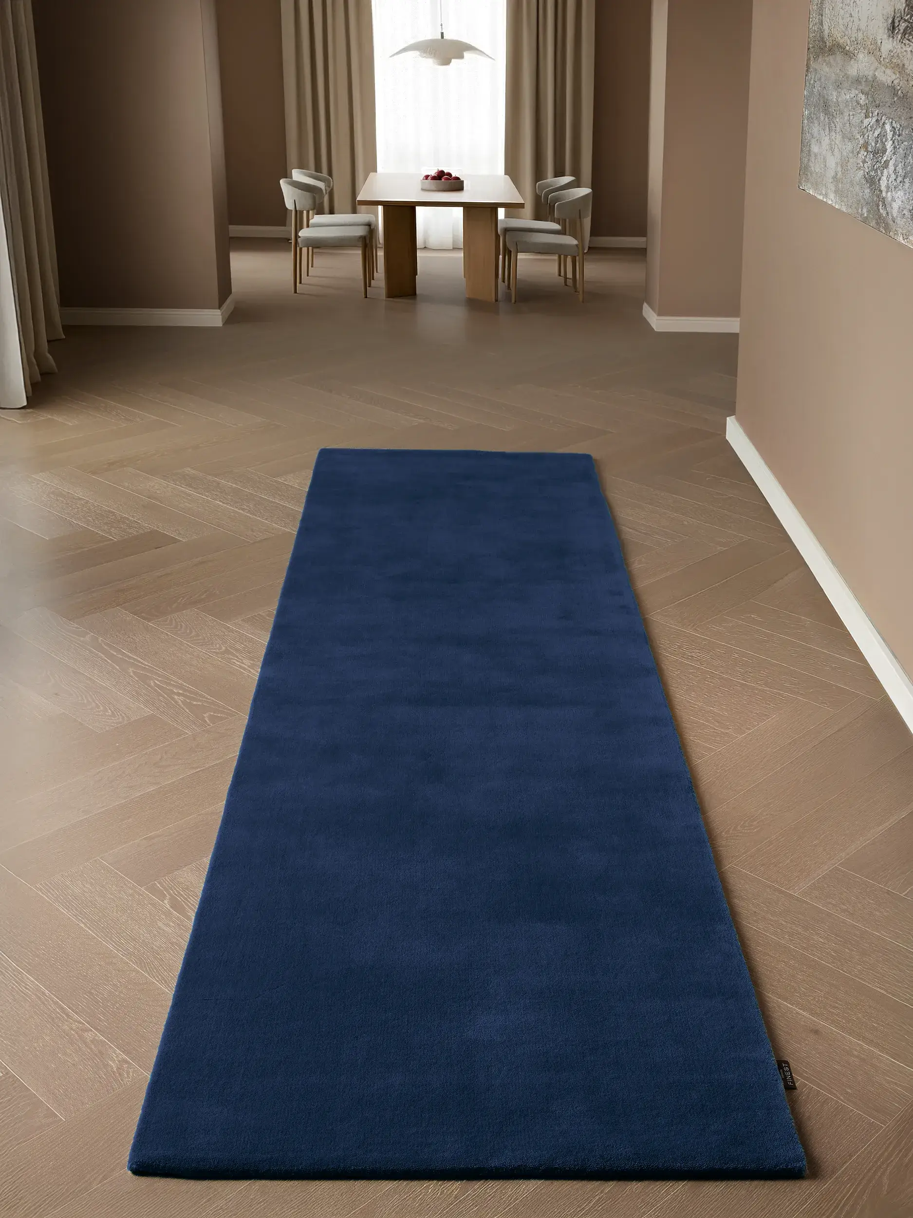 Teppich Mono aus 100% Wolle (aus Neuseeland) in Blau von benuta Finest