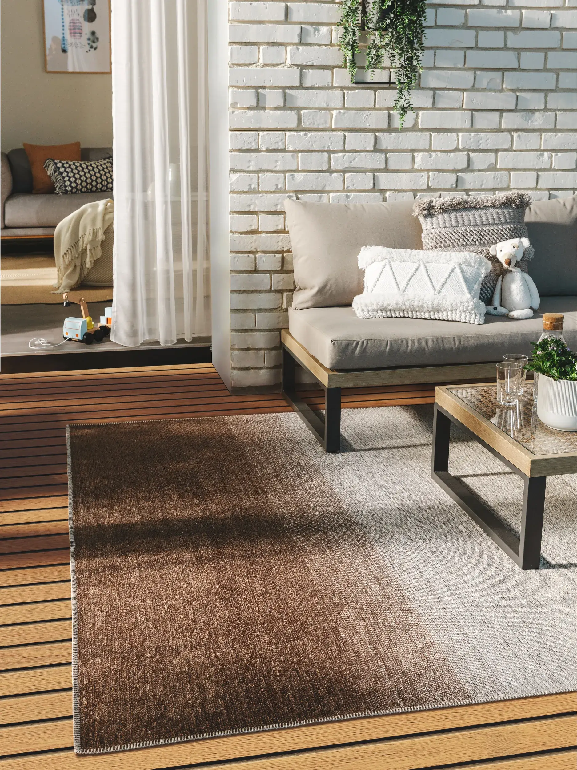 Teppich aus 100% Polyester (recyceltes PET) in Multicolor mit 100% Polyester (recyceltes PET) hohem Flor von benuta Nest