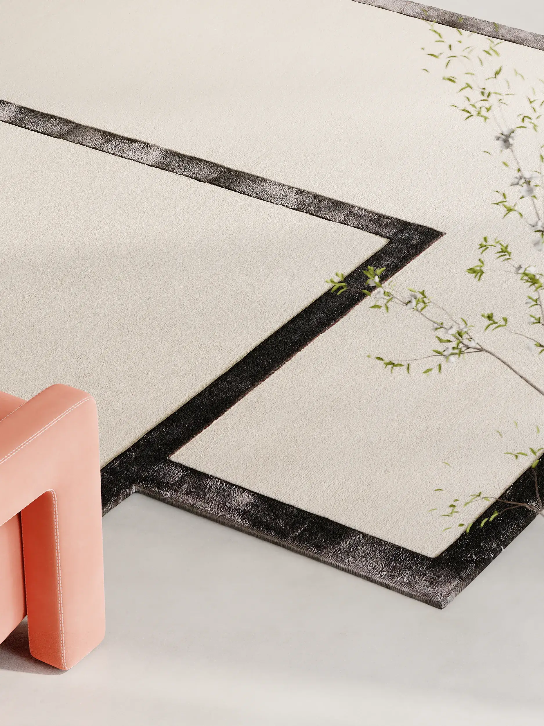 Rug made of 80% Wool, 20% Lyocell (Tencel™) in Black/White with a 80% Wool, 20% Lyocell (Tencel™) high pile by benuta Finest