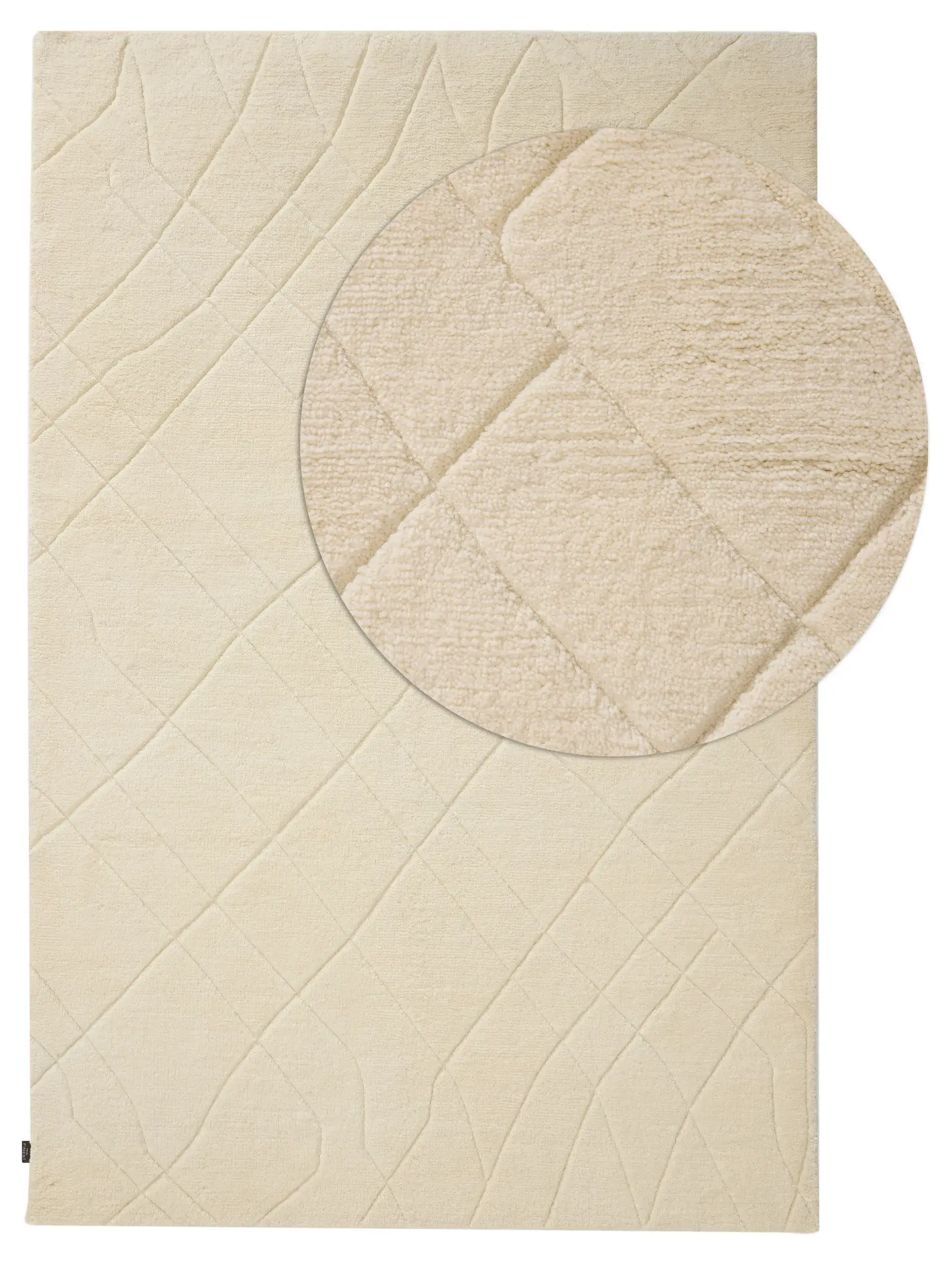 Teppich aus 100% Uld in Beige mit 100% Uld hohem Flor von benuta Finest