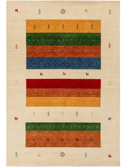 Alfombra de lana Jamal Multicolor/Beige