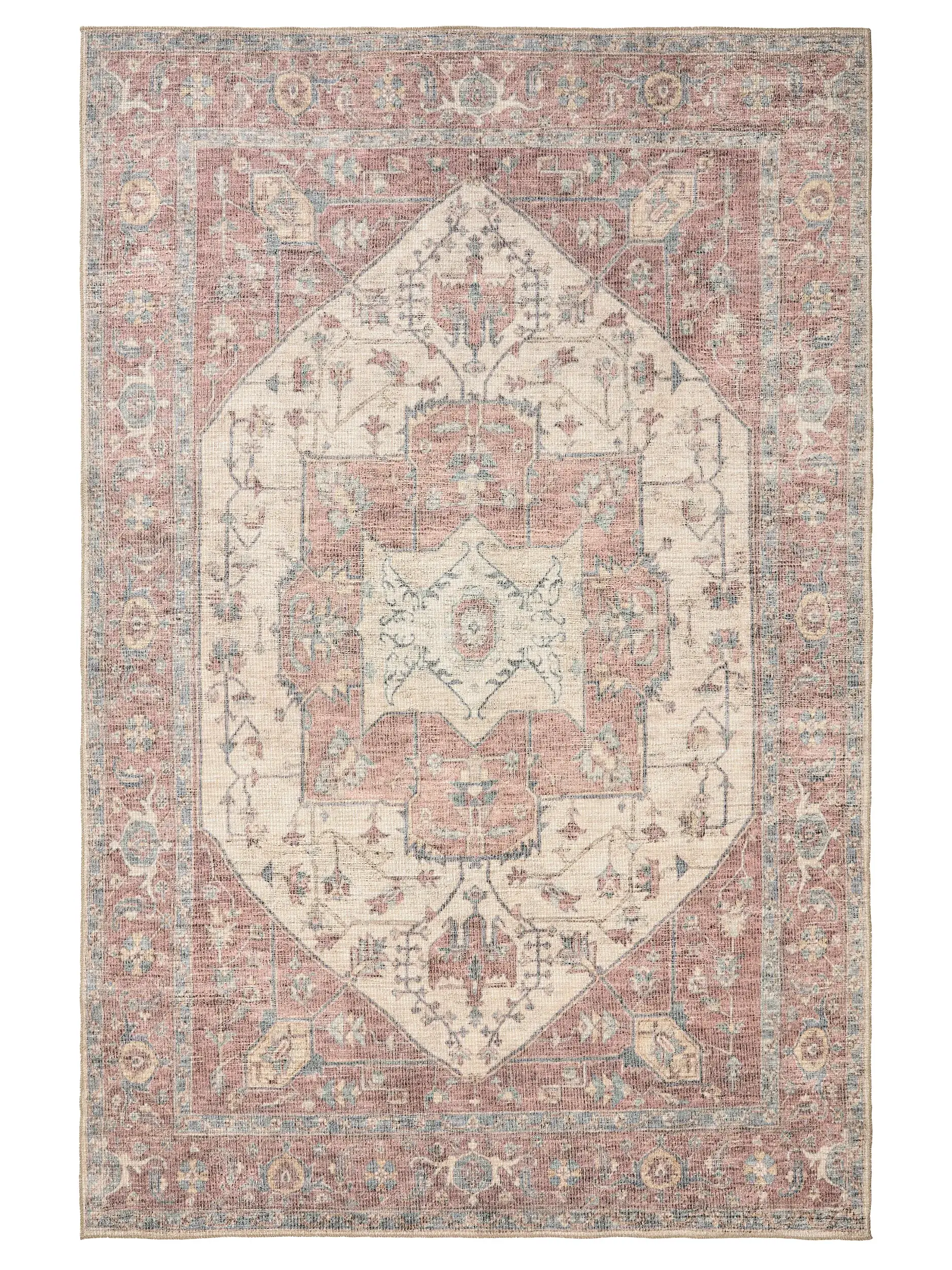 Teppich aus 50% Polyester, 50% Polycotton in Beige mit 50% Polyester, 50% Polycotton hohem Flor von benuta Nest