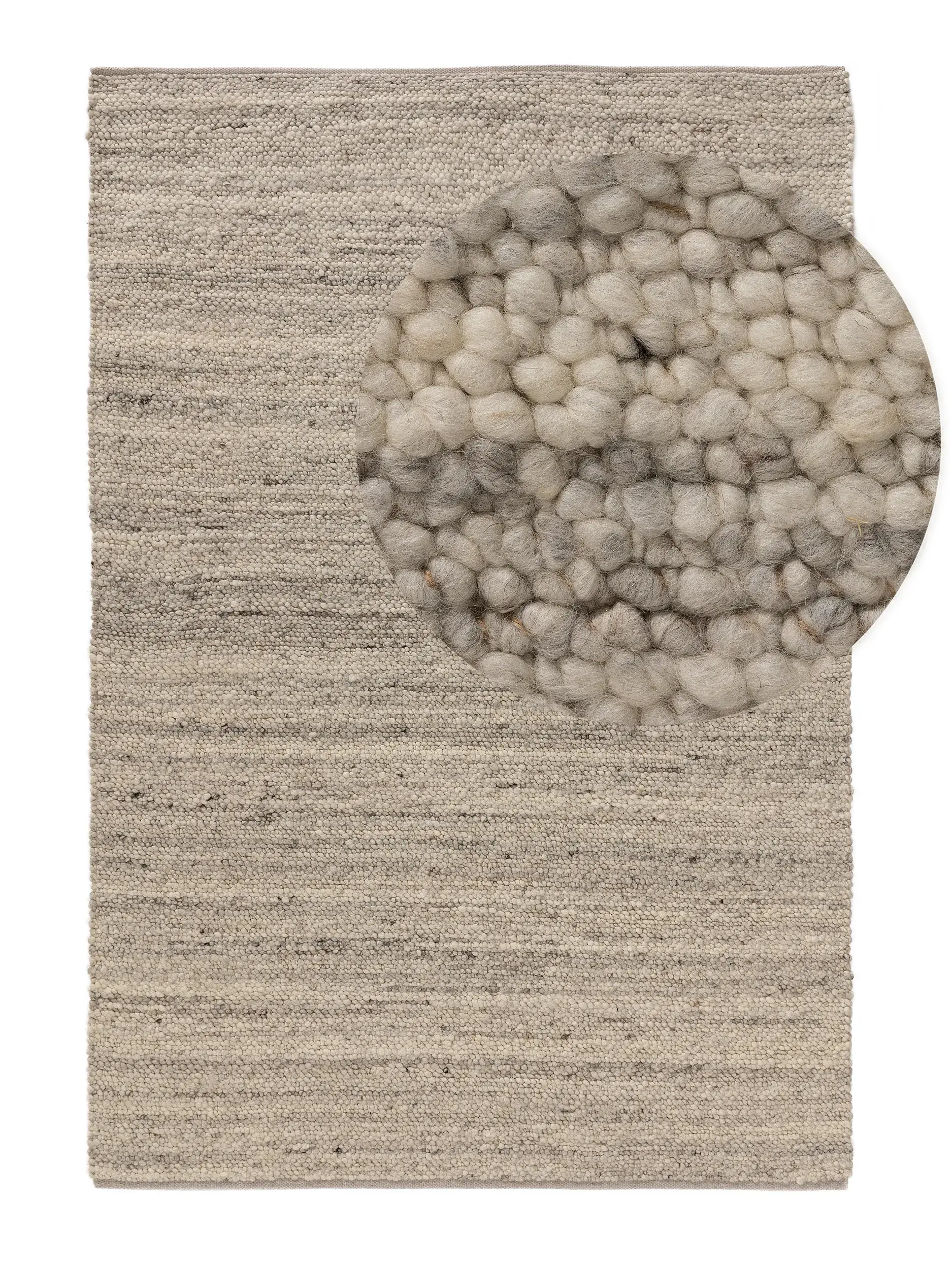 Teppich aus 70% Wolle, 30% Jute in Grau mit 70% Wolle, 30% Jute hohem Flor von benuta Pure