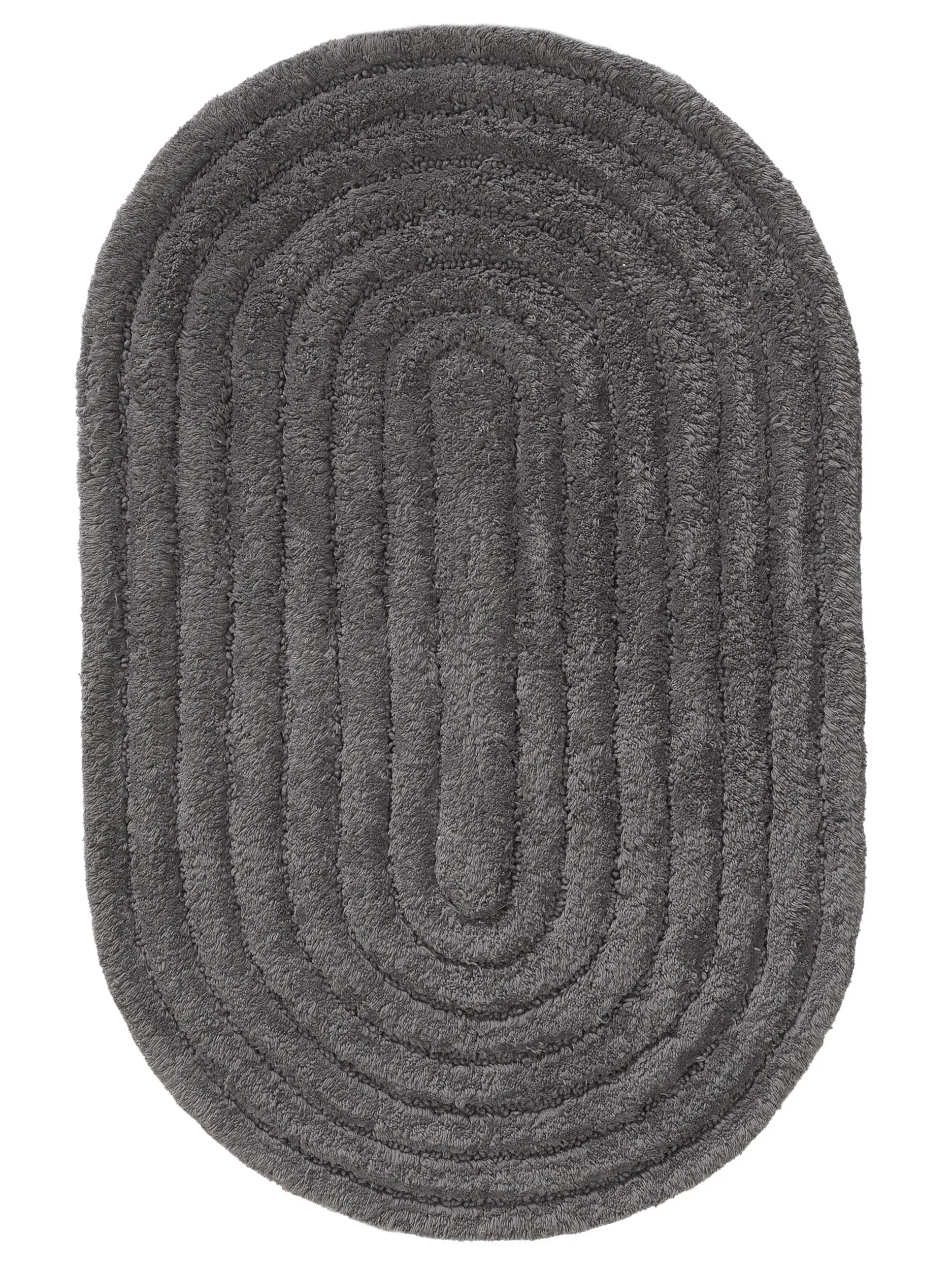 Alfombrilla de baño Nia Gris oscuro con diseño de Geométrico en 100% Algodón de benuta POP