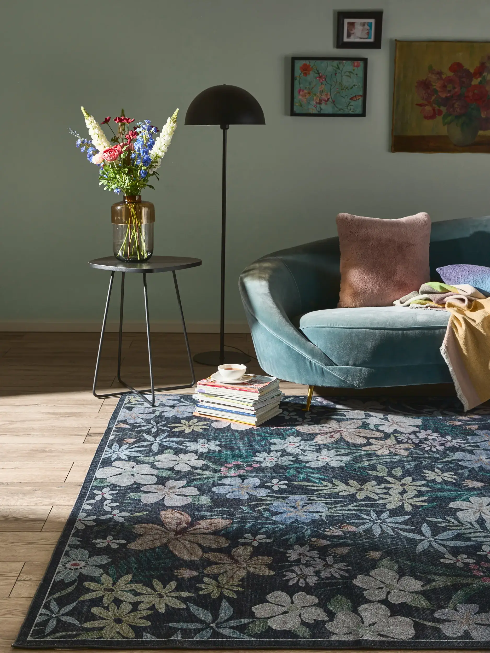Rug made of 100% Polyester in Multicolour with a 100% Polyester high pile by benuta Nest