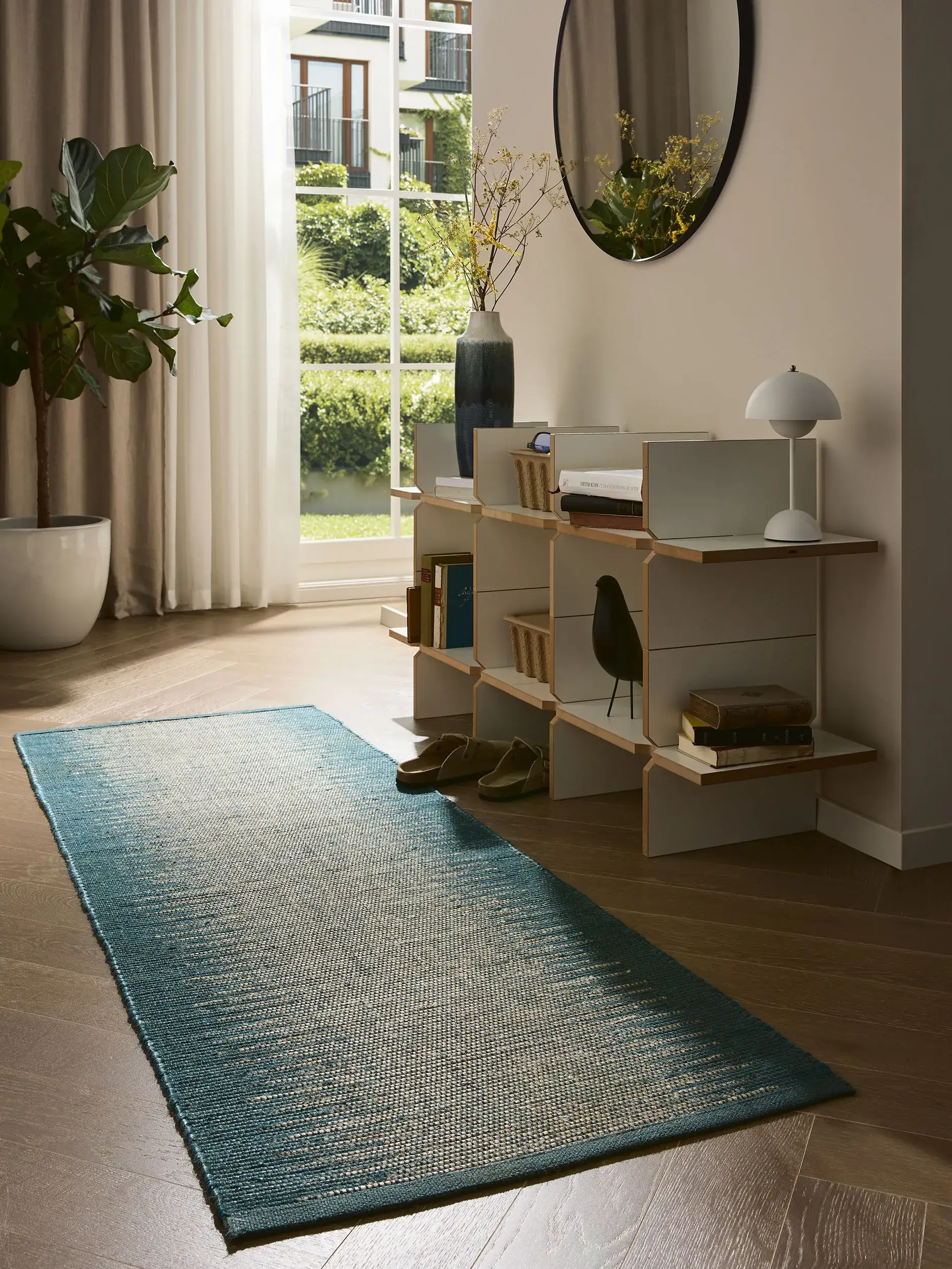 Rug made of 79% Jute, 21% Baumwolle in Blau with a 79% Jute, 21% Baumwolle high pile by benuta Pure