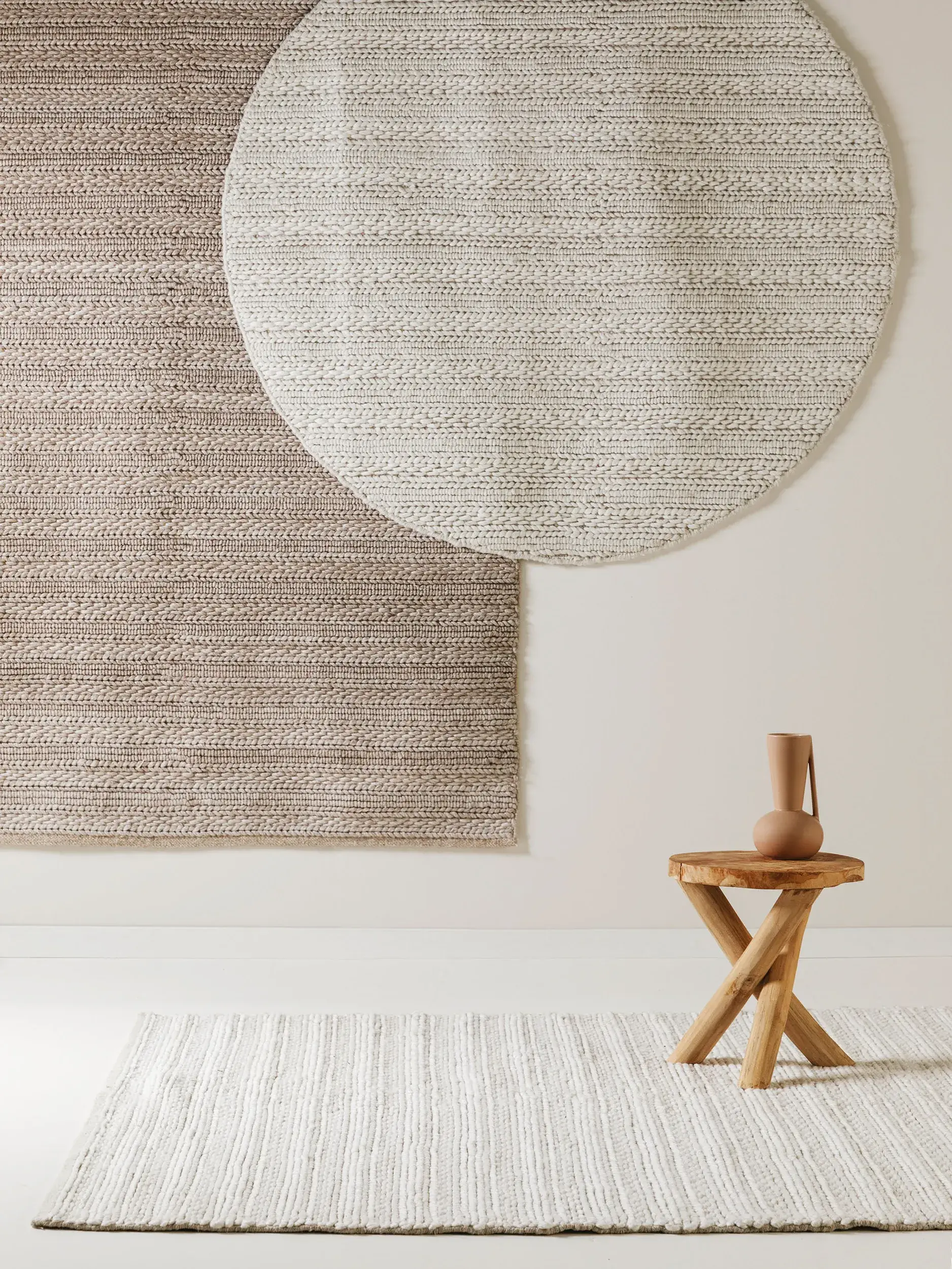 Tappeto di 70% Lana, 30% Poliestere in Beige con pelo alto 70% Lana, 30% Poliestere da benuta pure