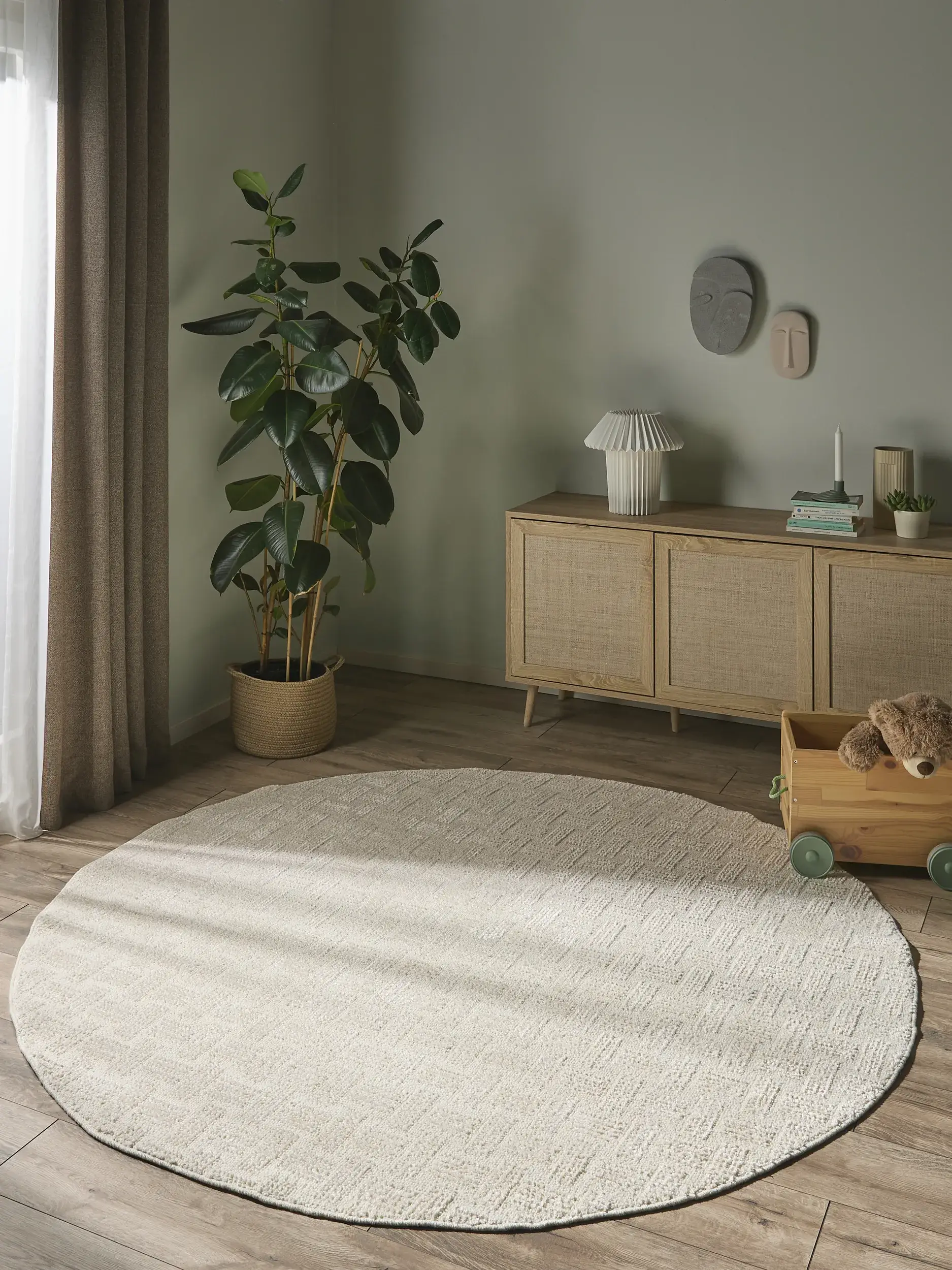 Teppich aus 100% Polyester in Weiß mit 100% Polyester hohem Flor von benuta Nest
