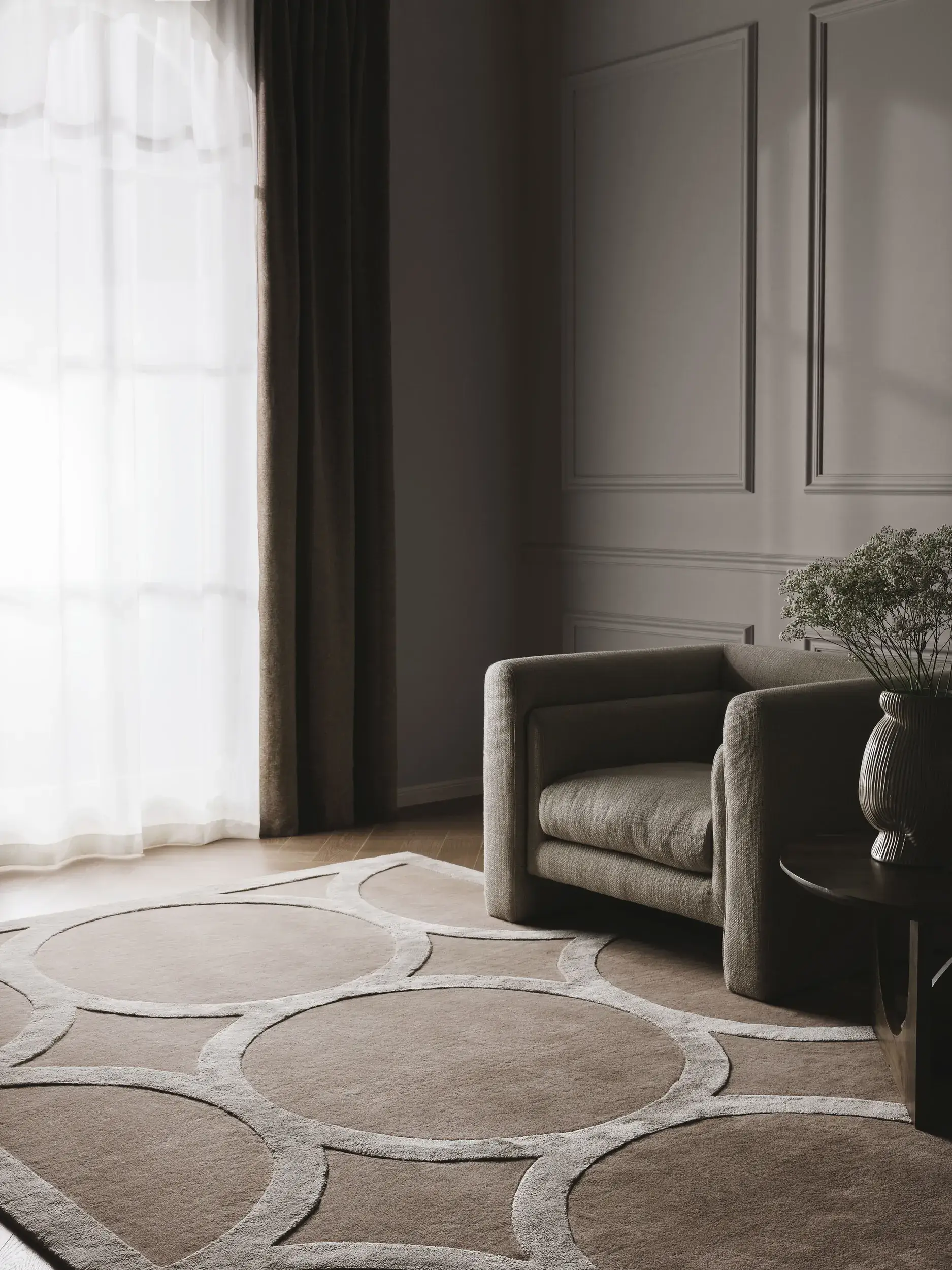 Tapis en 65% Laine, 35% Lyocell (Tencel™) en Beige avec une pile de 65% Laine, 35% Lyocell (Tencel™) de hauteur de benuta Finest
