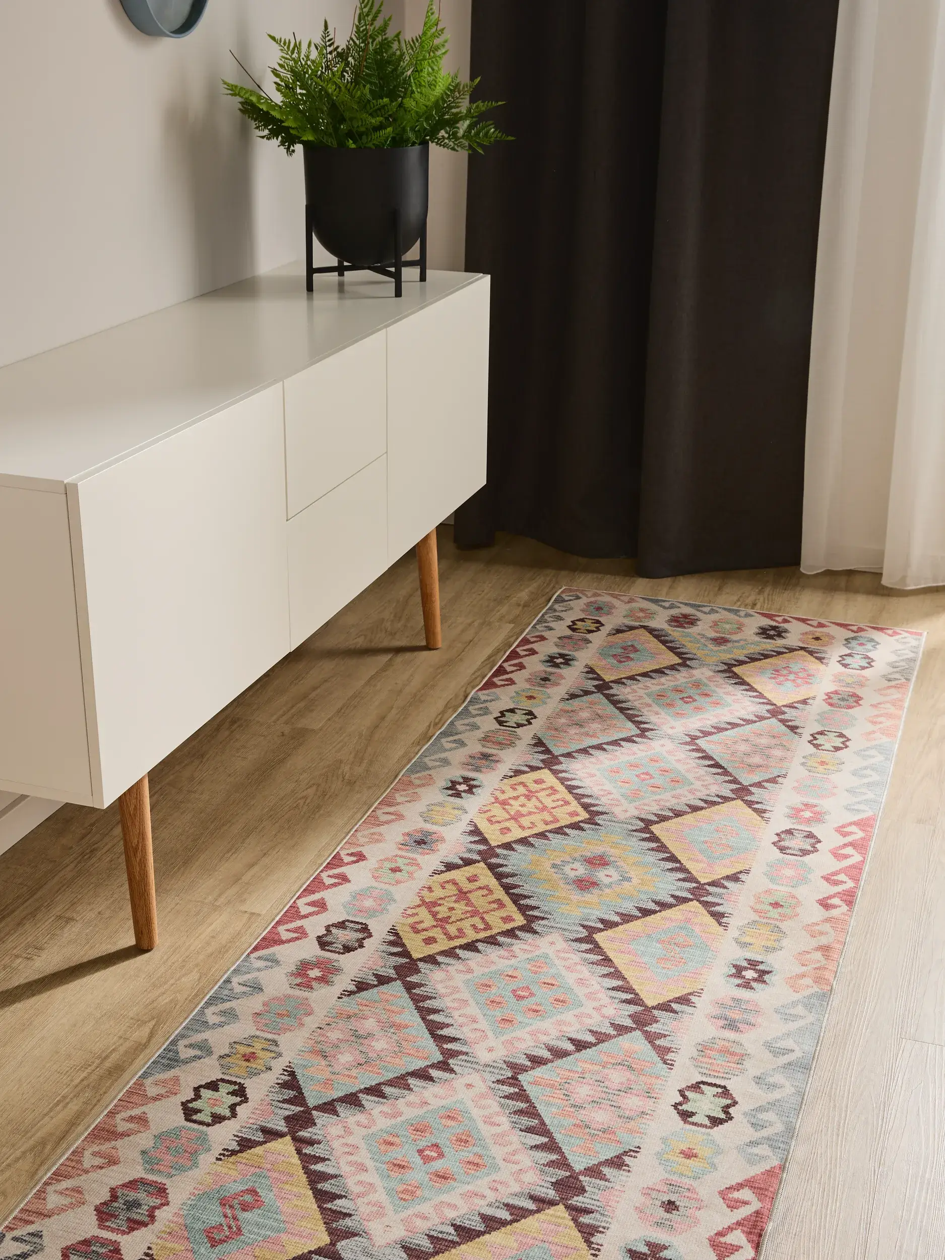 Rug made of 100% Polyester in Multicolour with a 100% Polyester high pile by benuta Basic
