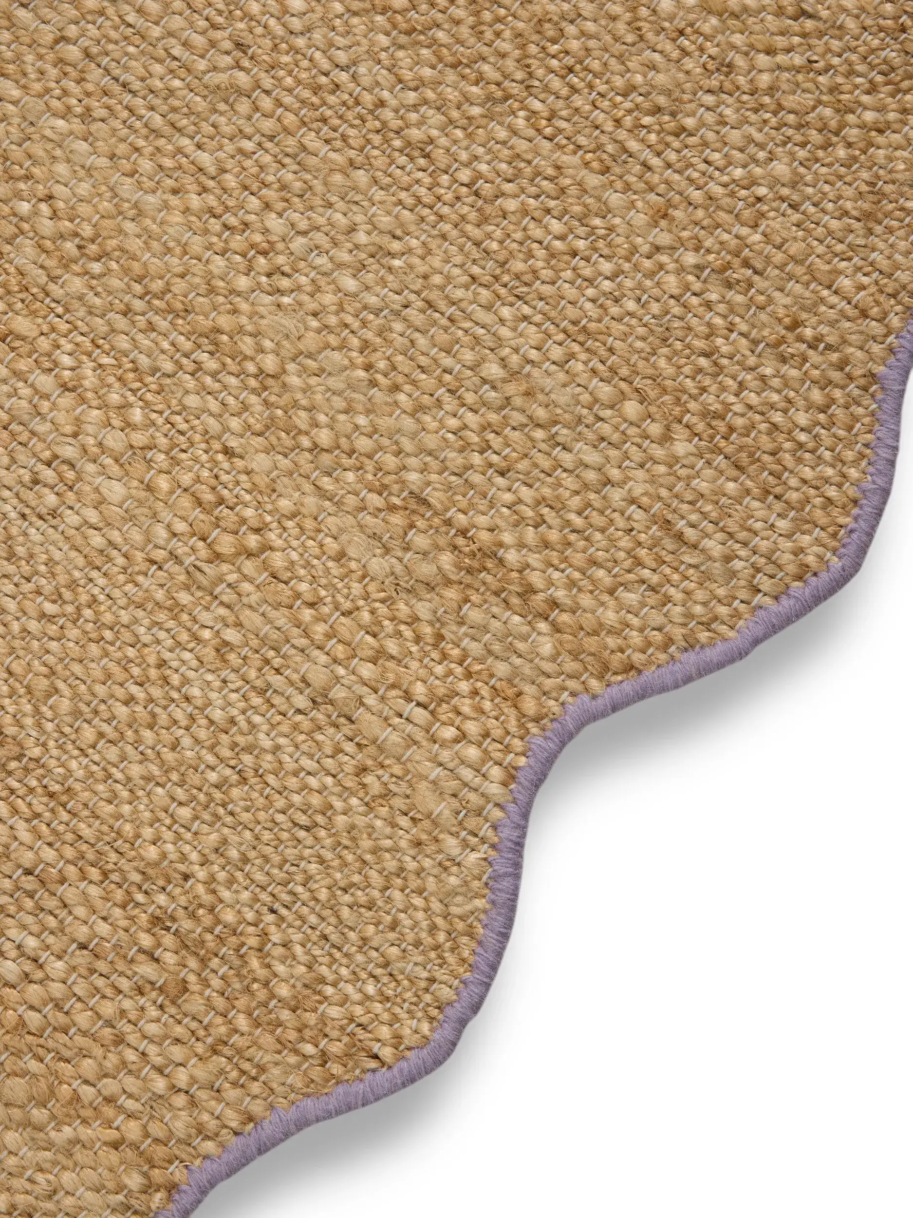 Rug made of 91% Jute, 4% Cotton, 3% Wool, 2% Polyester in Purple with a 91% Jute, 4% Cotton, 3% Wool, 2% Polyester high pile by benuta Pop