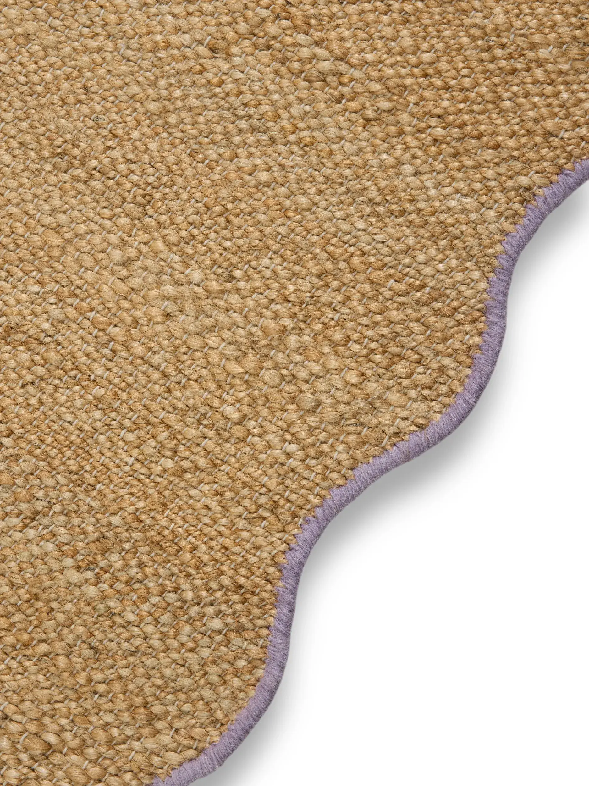 Rug made of 91% Jute, 4% Cotton, 3% Wool, 2% Polyester in Purple with a 91% Jute, 4% Cotton, 3% Wool, 2% Polyester high pile by benuta Pop