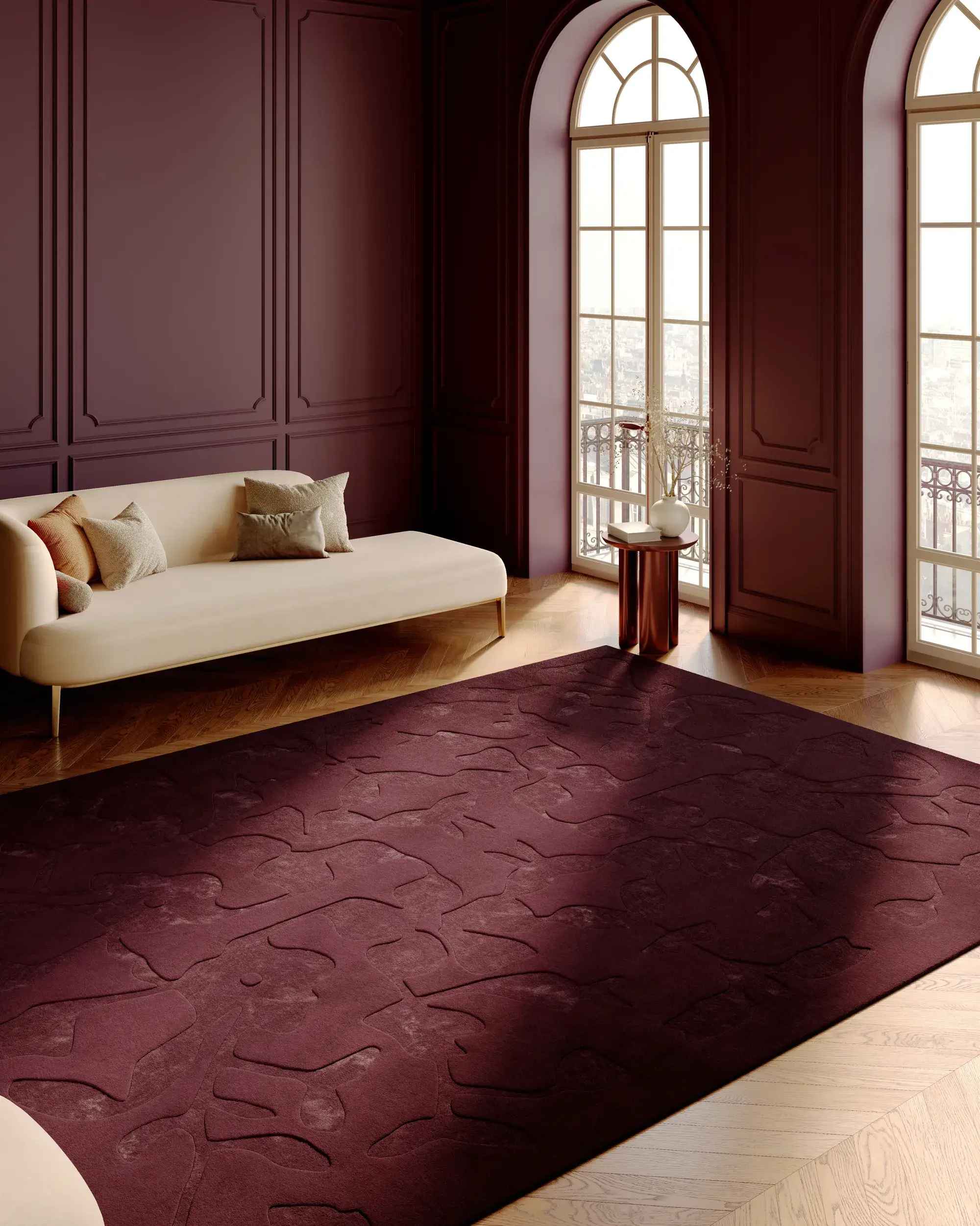 Tappeto di 65% Lana, 35% Lyocell (Tencel™) in Rosso con pelo alto 65% Lana, 35% Lyocell (Tencel™) da benuta Finest