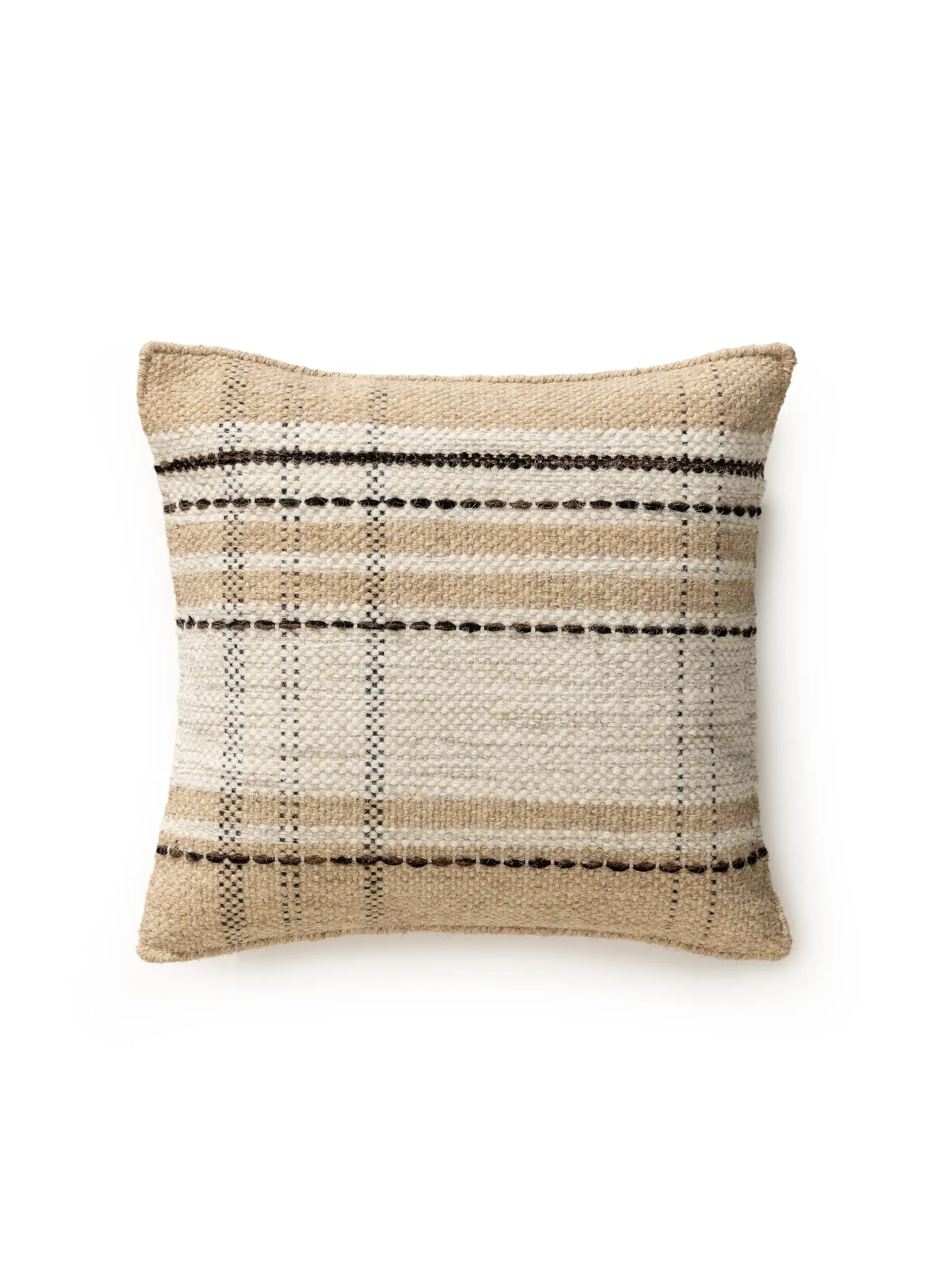 Kissenbezug Bahati Beige im Design Streifen aus 70% Wolle, 30% Baumwolle von benuta Pop