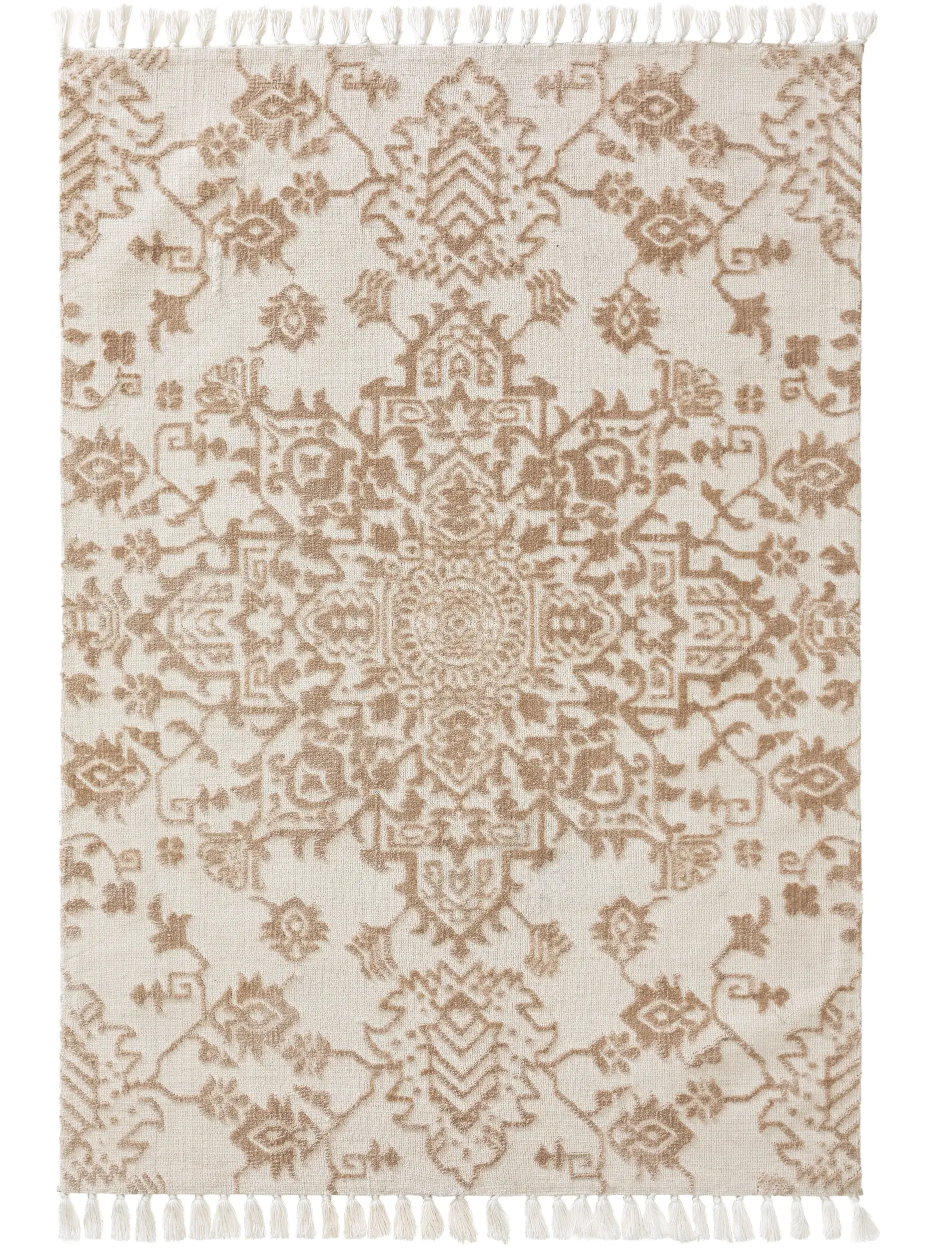 Tappeto di 100% Poliestere (Microfibra) in Beige con pelo alto 100% Poliestere (Microfibra) da benuta nest