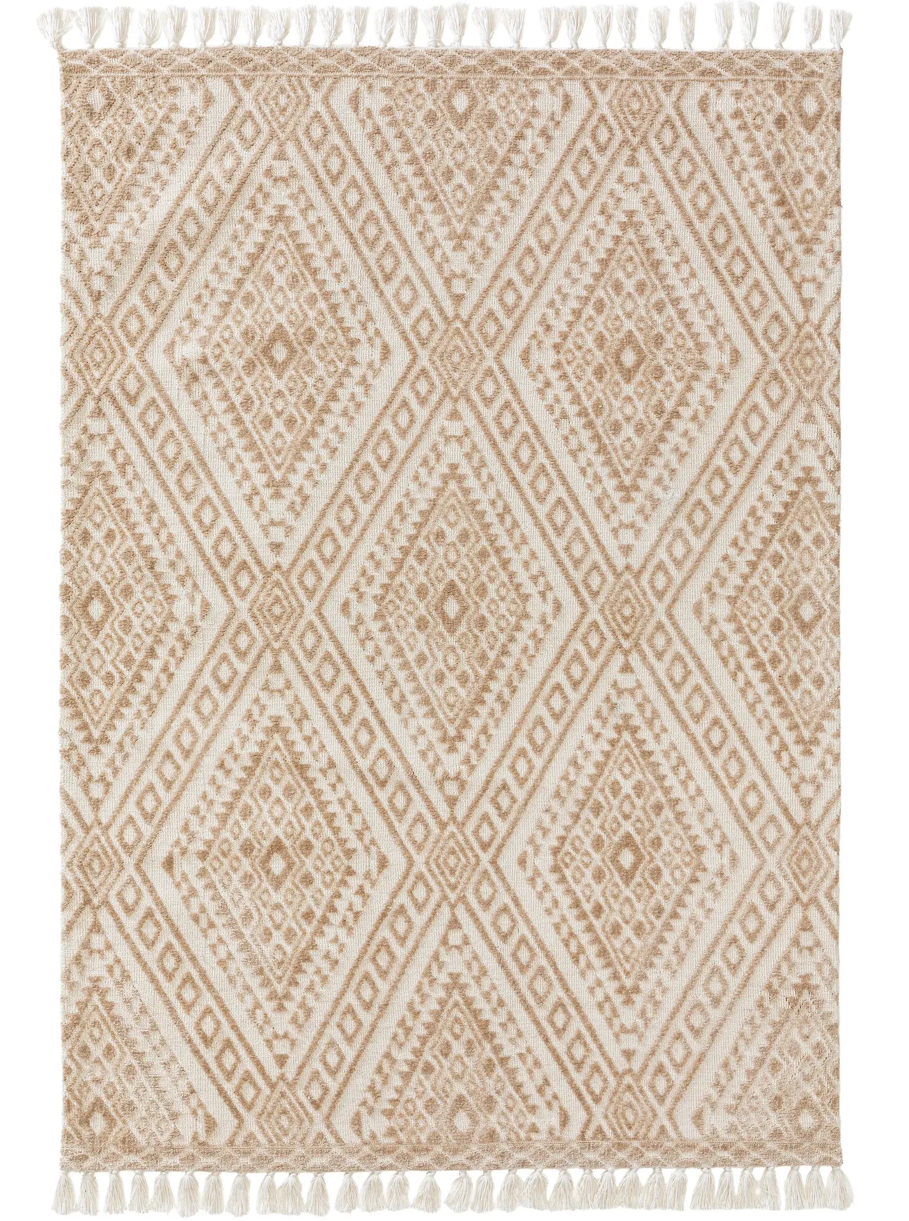 Teppich aus 100% Polyester (Microfiber) in Beige mit 100% Polyester (Microfiber) hohem Flor von benuta Nest