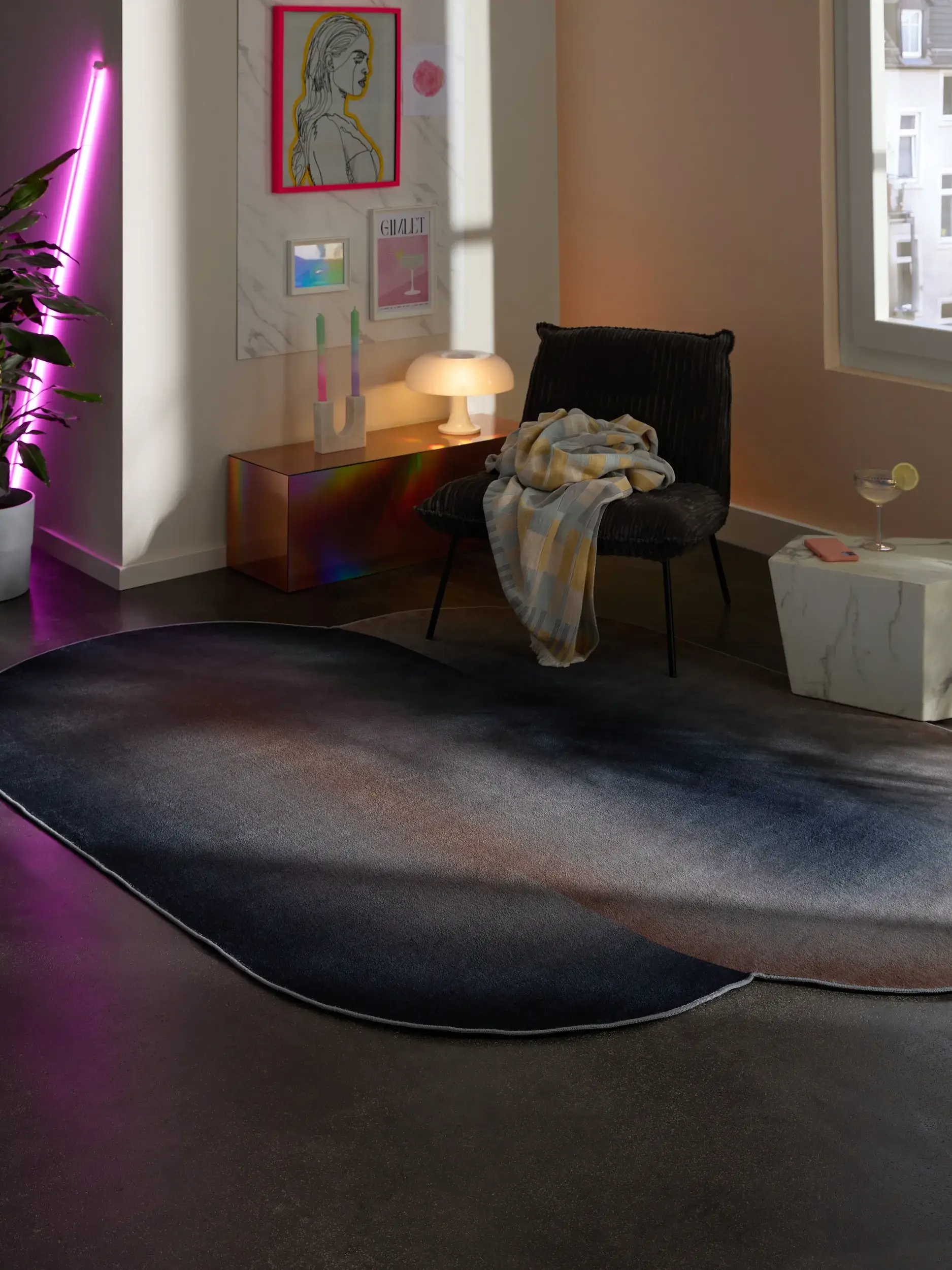 Rug made of 100% Polyester in Brown with a 100% Polyester high pile by benuta Pop