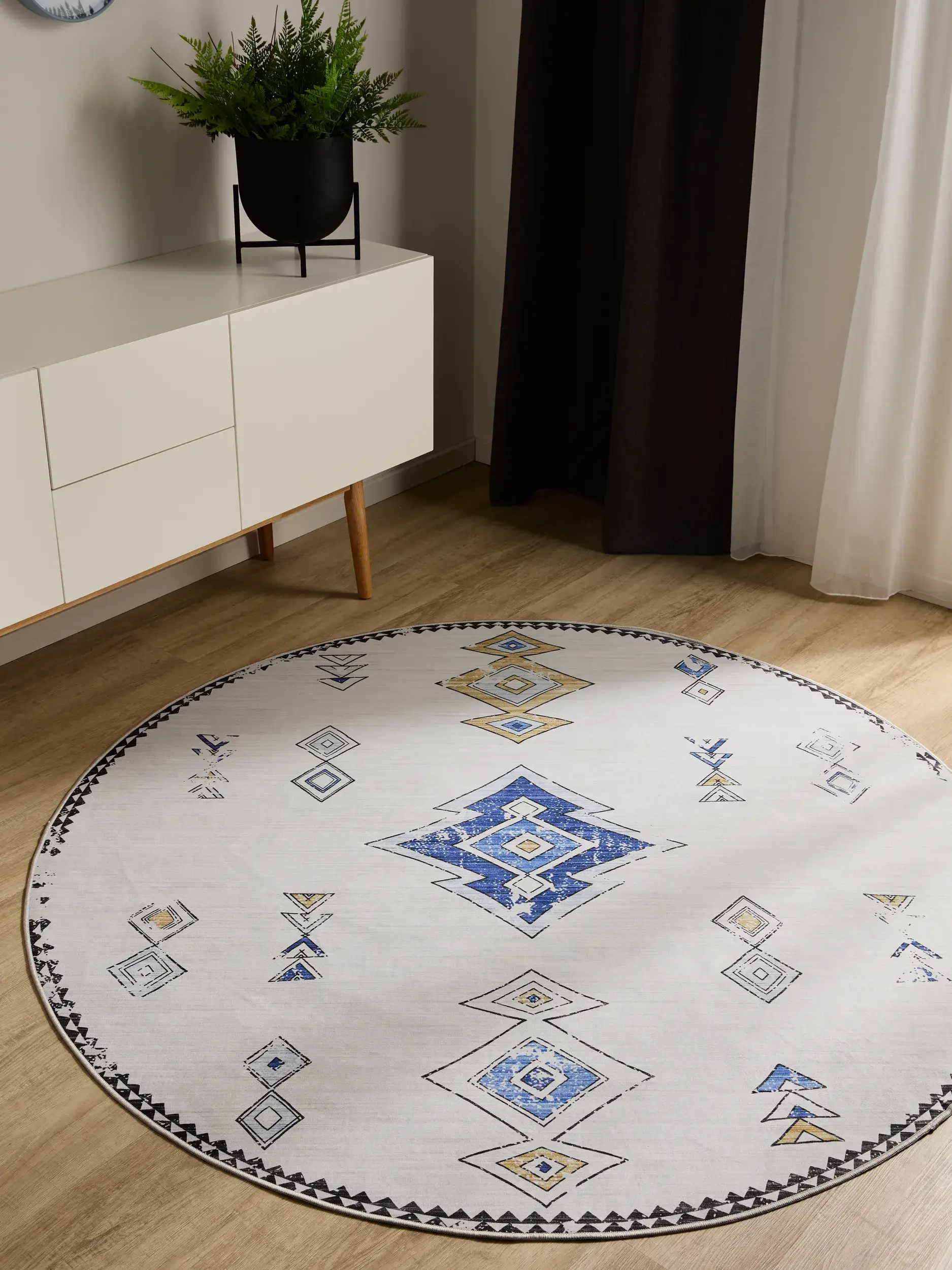 Rug made of 100% Polyester in Beige with a 100% Polyester high pile by benuta Basic
