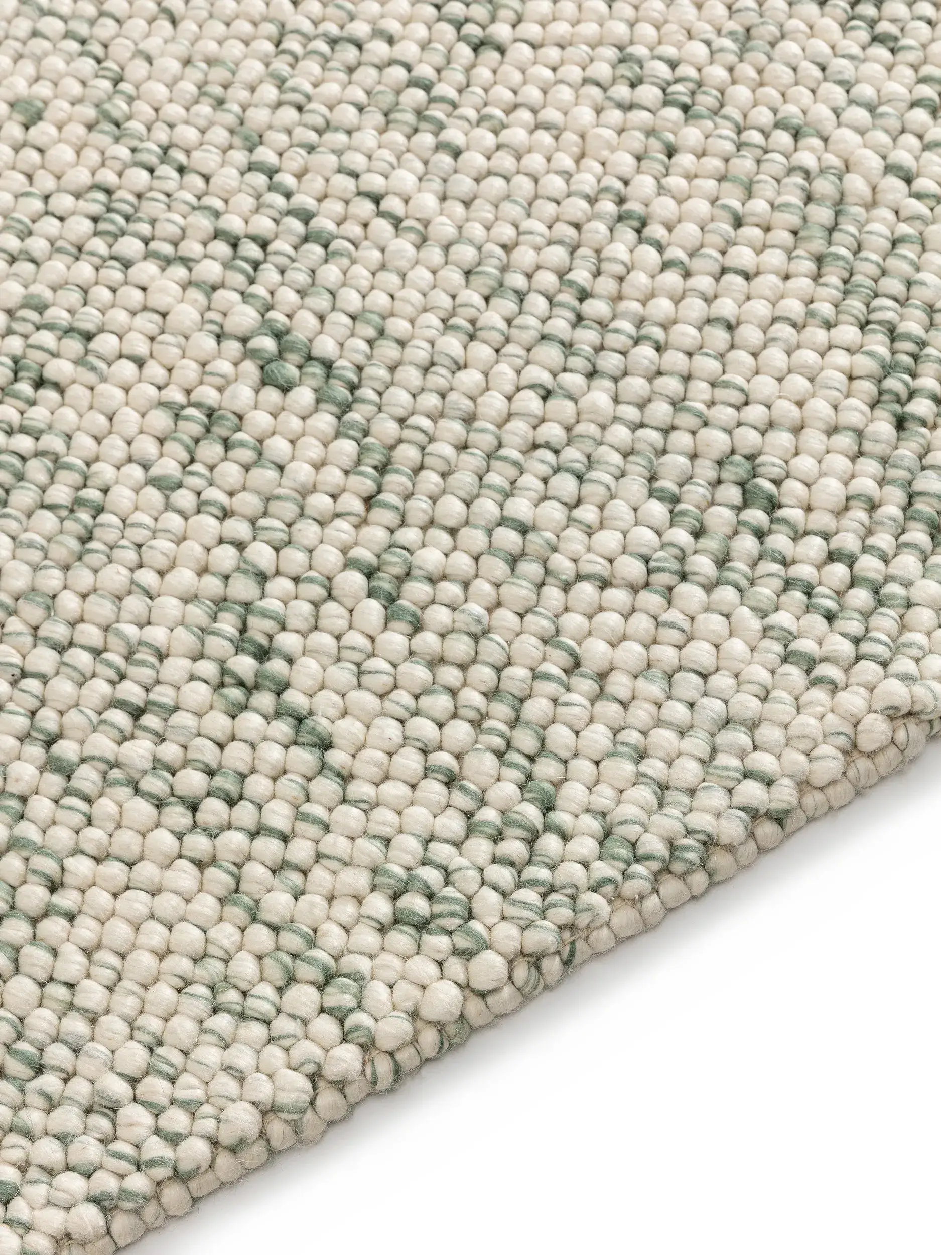 Teppich aus 70% Wolle, 30% Polyester in Grün mit 70% Wolle, 30% Polyester hohem Flor von Lytte