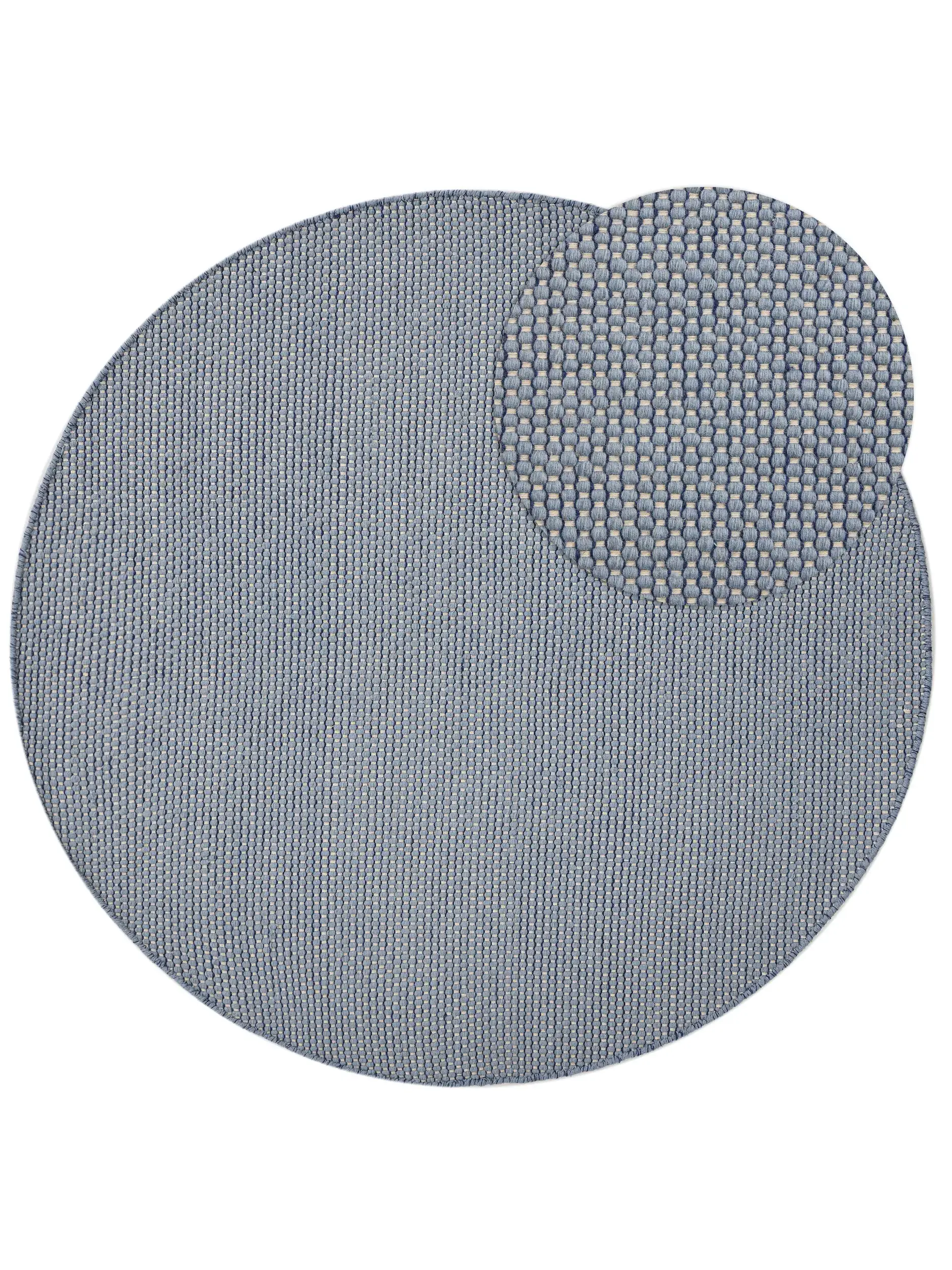 Rug Rocco made of 80% Wool, 20% Cotton in Blue by benuta Pure