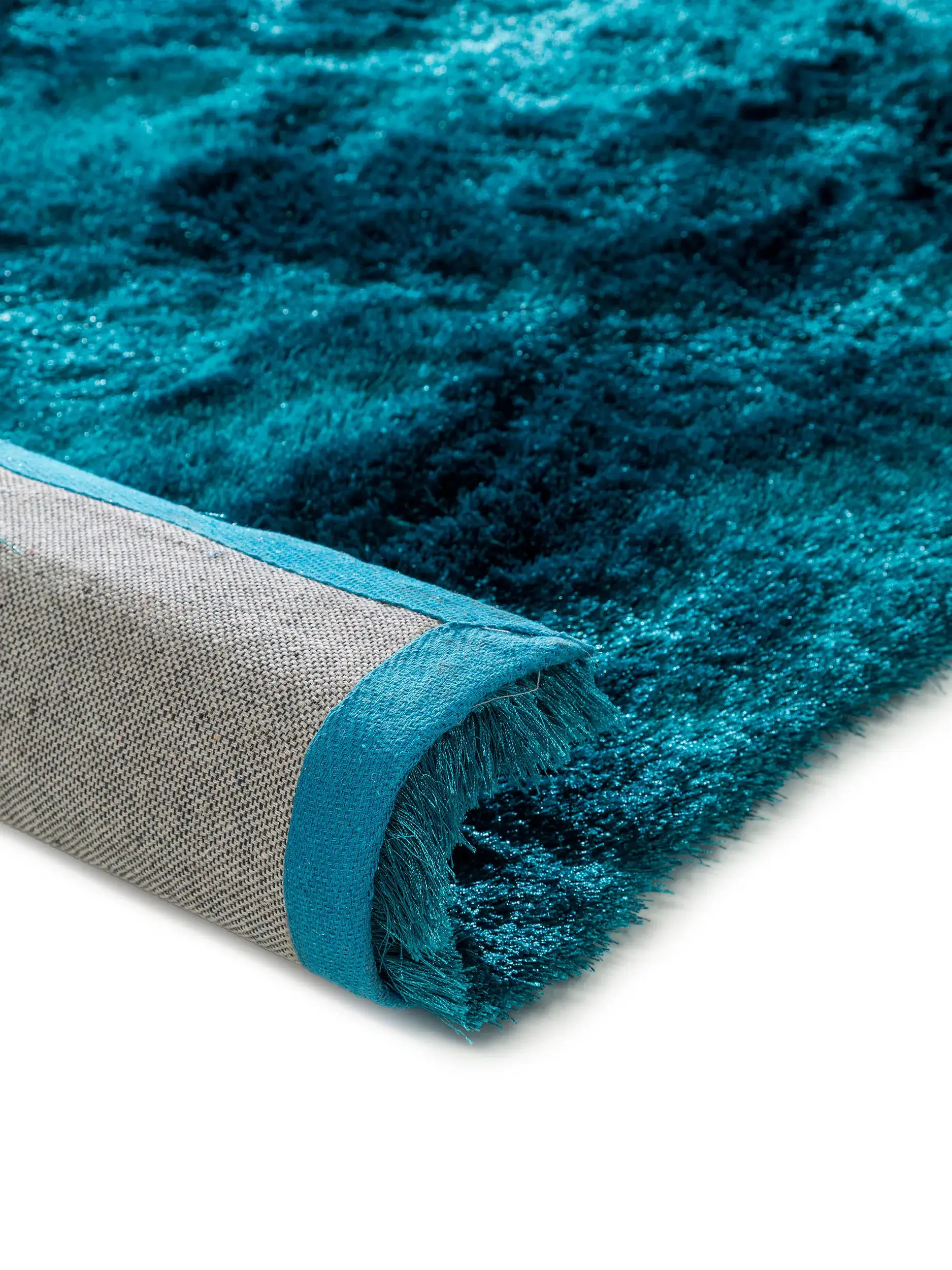 Teppich aus 100% Polyester in Türkis mit 100% Polyester hohem Flor von benuta Nest