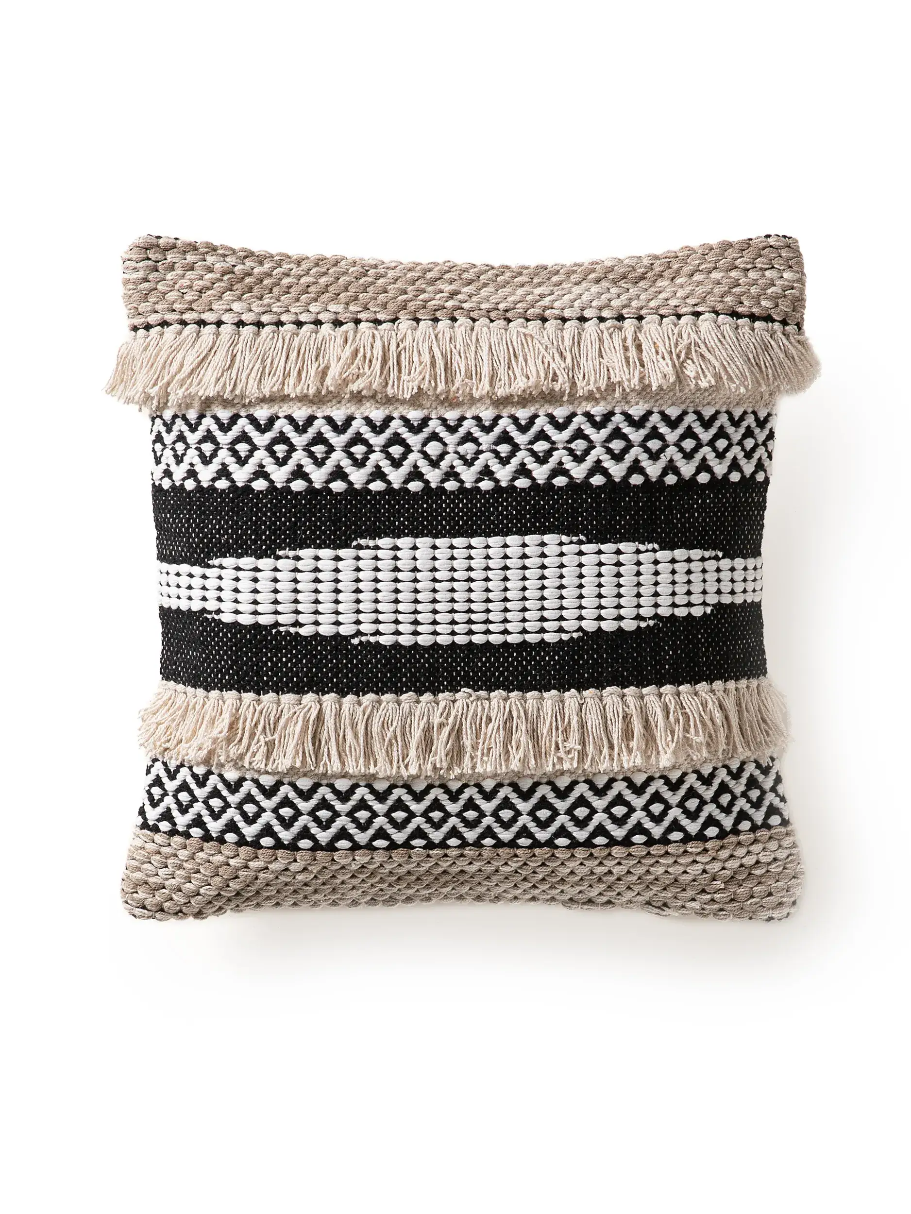 Funda de almohada Deja Blanco y Negro con diseño de Ornamento en 100% Algodón de benuta POP