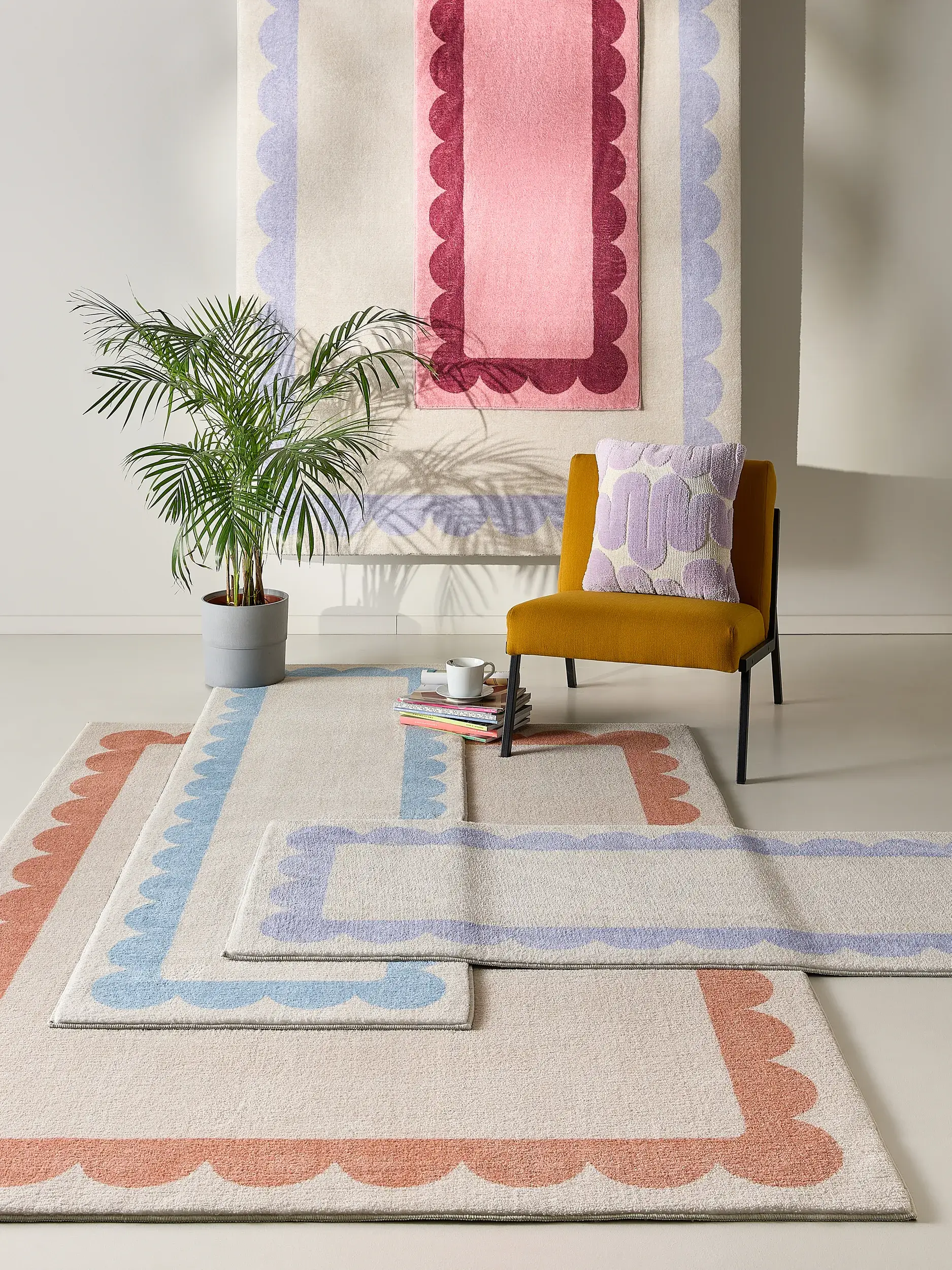 Rug made of 100% Polyester in Pink with a 100% Polyester high pile by benuta Pop