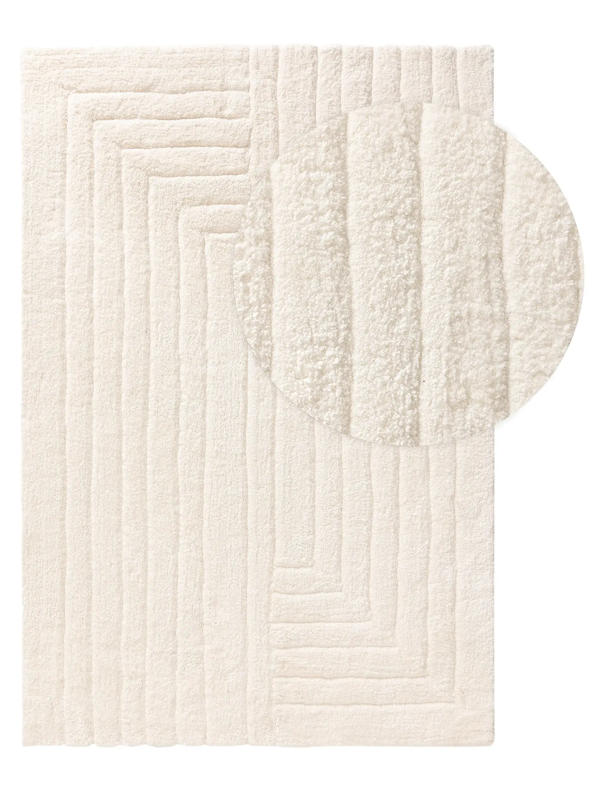 Teppich aus 100% Polyester in Beige mit 100% Polyester hohem Flor von benuta Nest