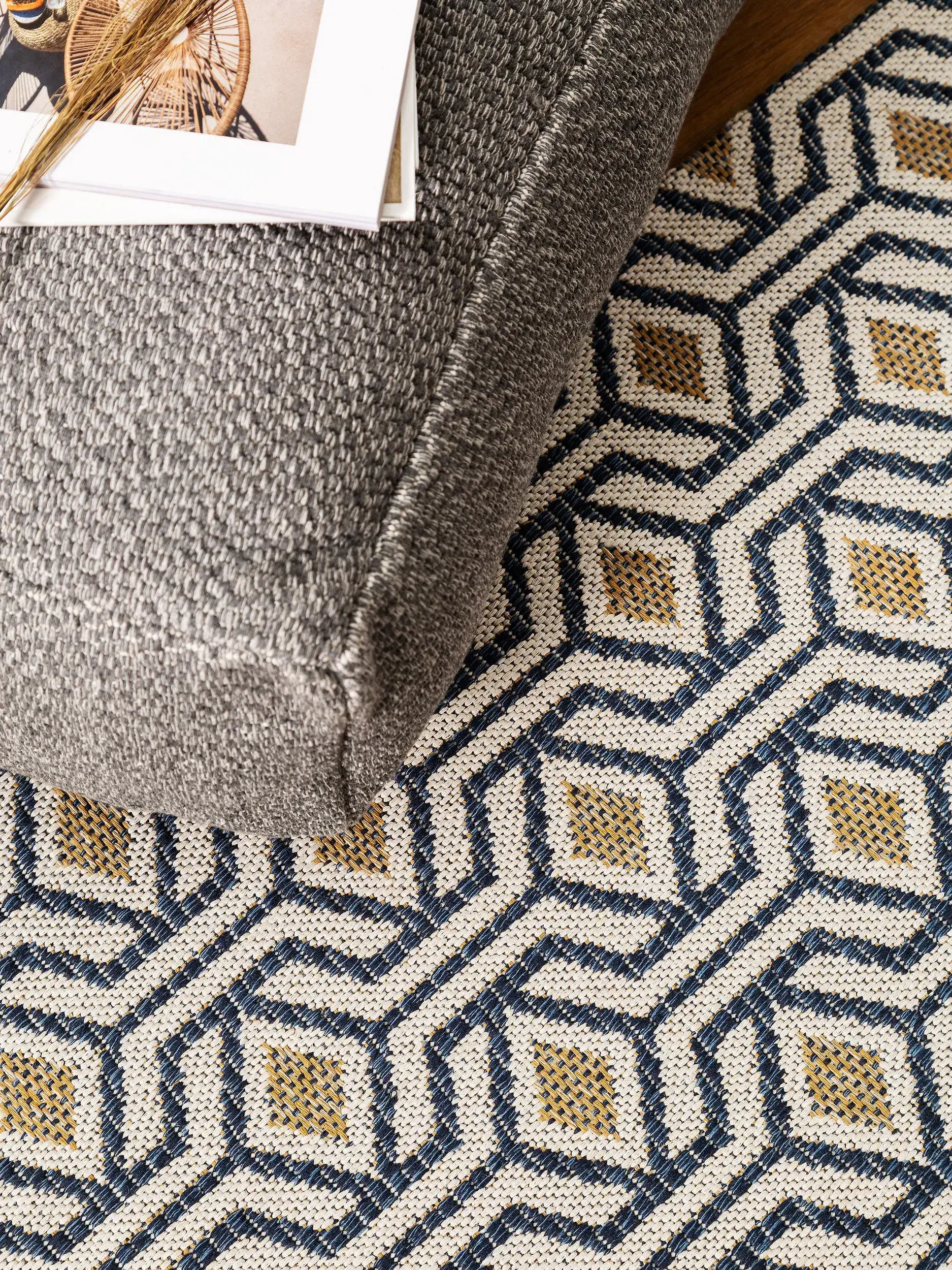 Tappeto di 100% Cotone in Azzurro con pelo alto 100% Cotone da benuta nest