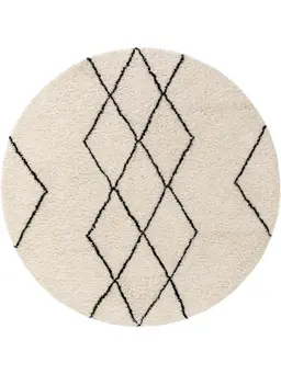 Round Wool Rug Berber Cream