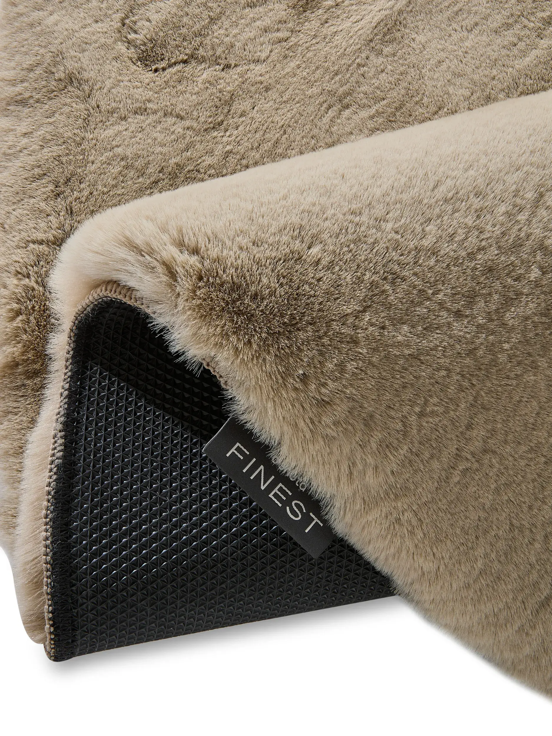 Rug made of 100% Polyester in Beige with a 100% Polyester high pile by benuta Finest
