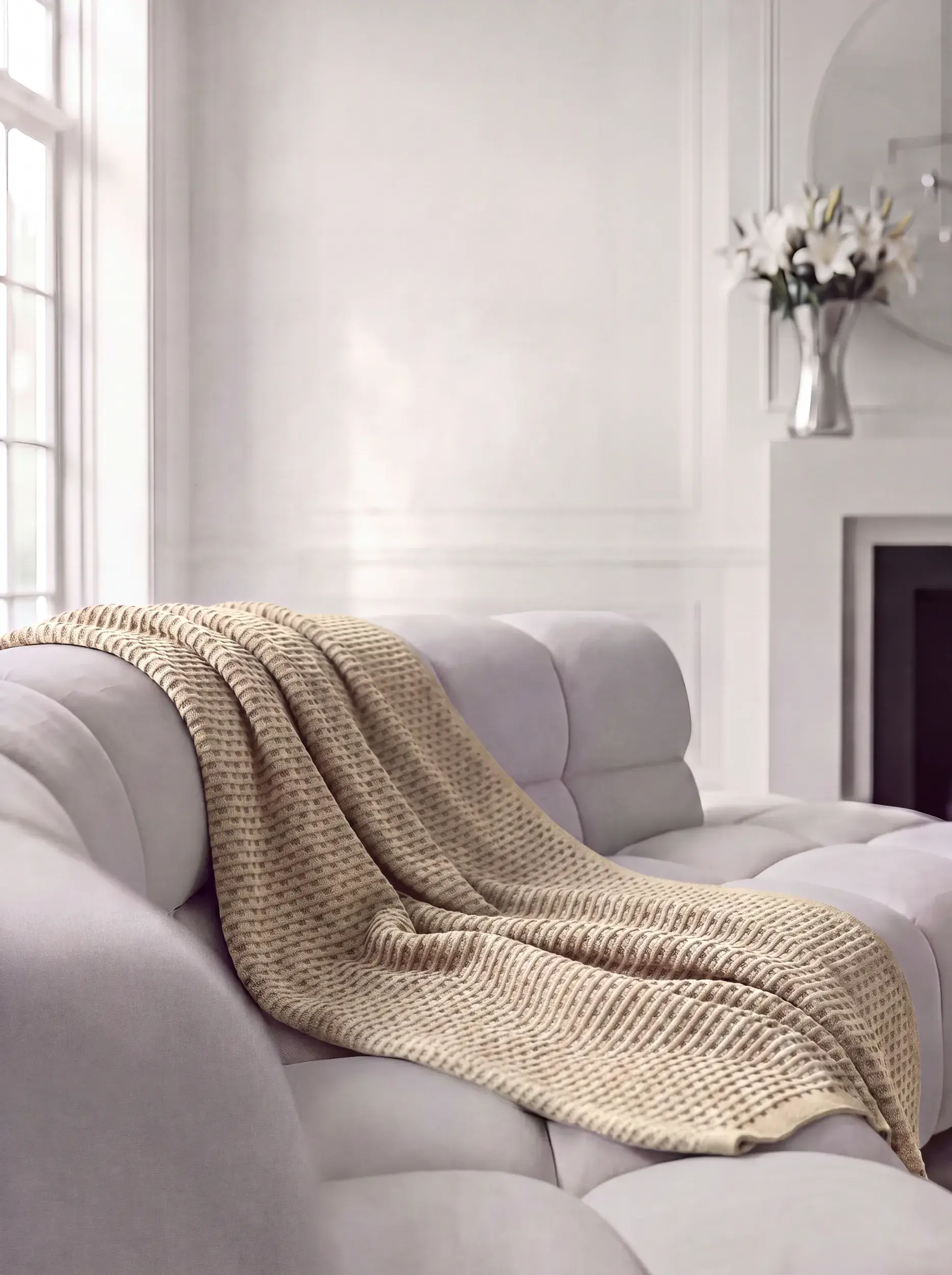 Baumwolldecke Ilma Beige von benuta Pure