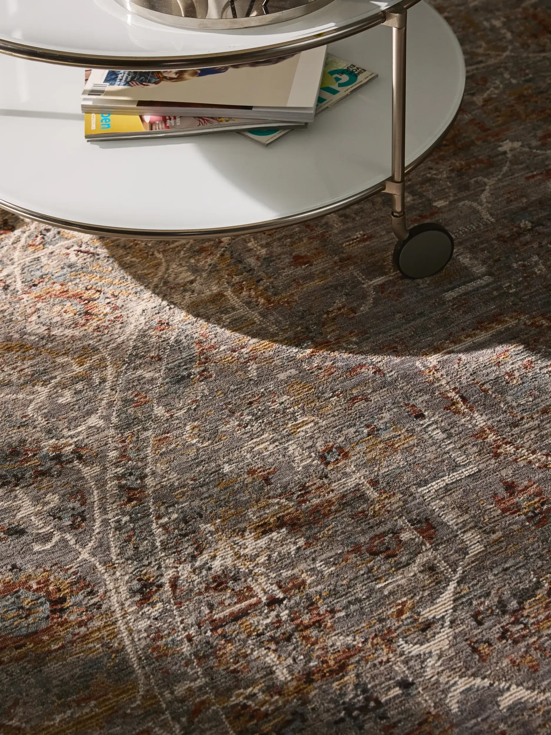 Teppich aus 100% Polyester in Grau mit 100% Polyester hohem Flor von benuta Nest