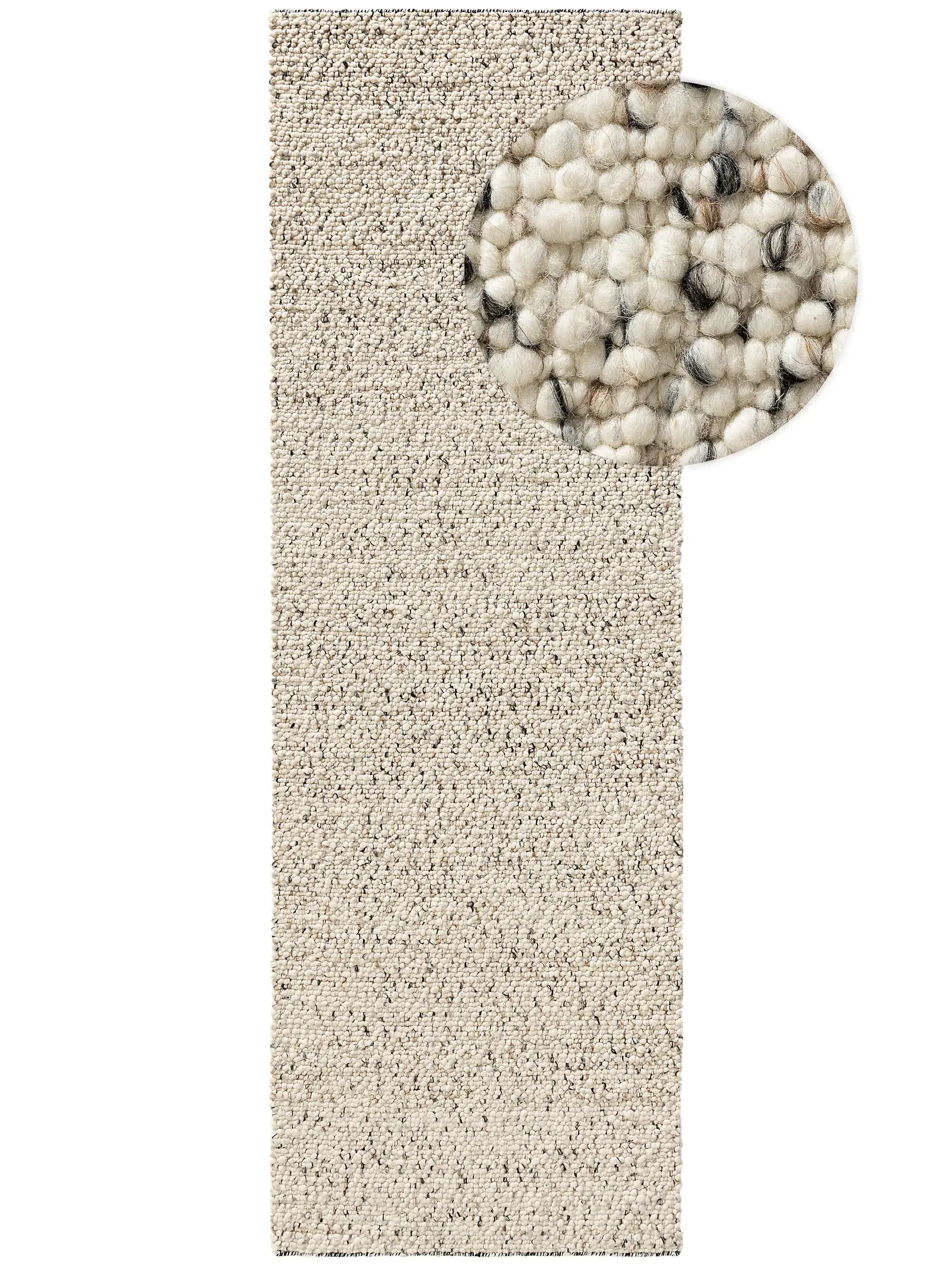Tapis en 70% Laine (de Nouvelle-Zélande), 30% Polyester en Noir/Blanc avec une pile de 70% Laine (de Nouvelle-Zélande), 30% Polyester de hauteur de benuta pure
