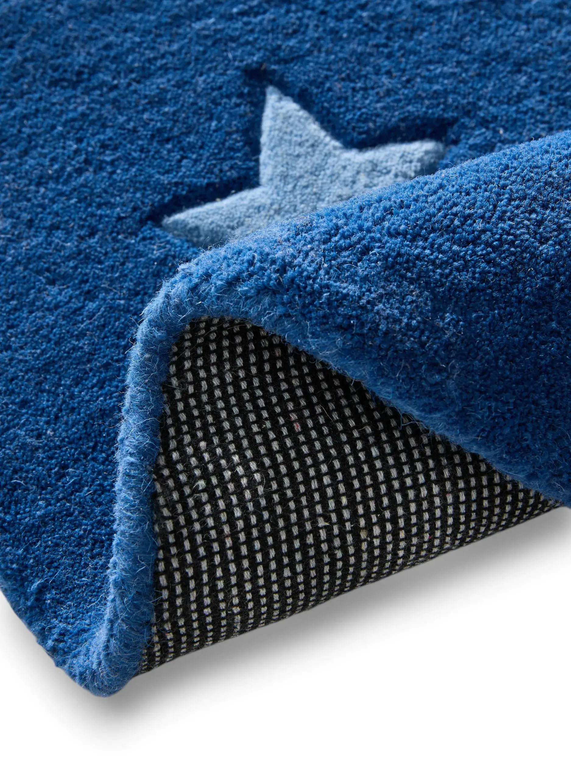 Teppich aus 100% Wolle in Blau mit 100% Wolle hohem Flor von Lytte
