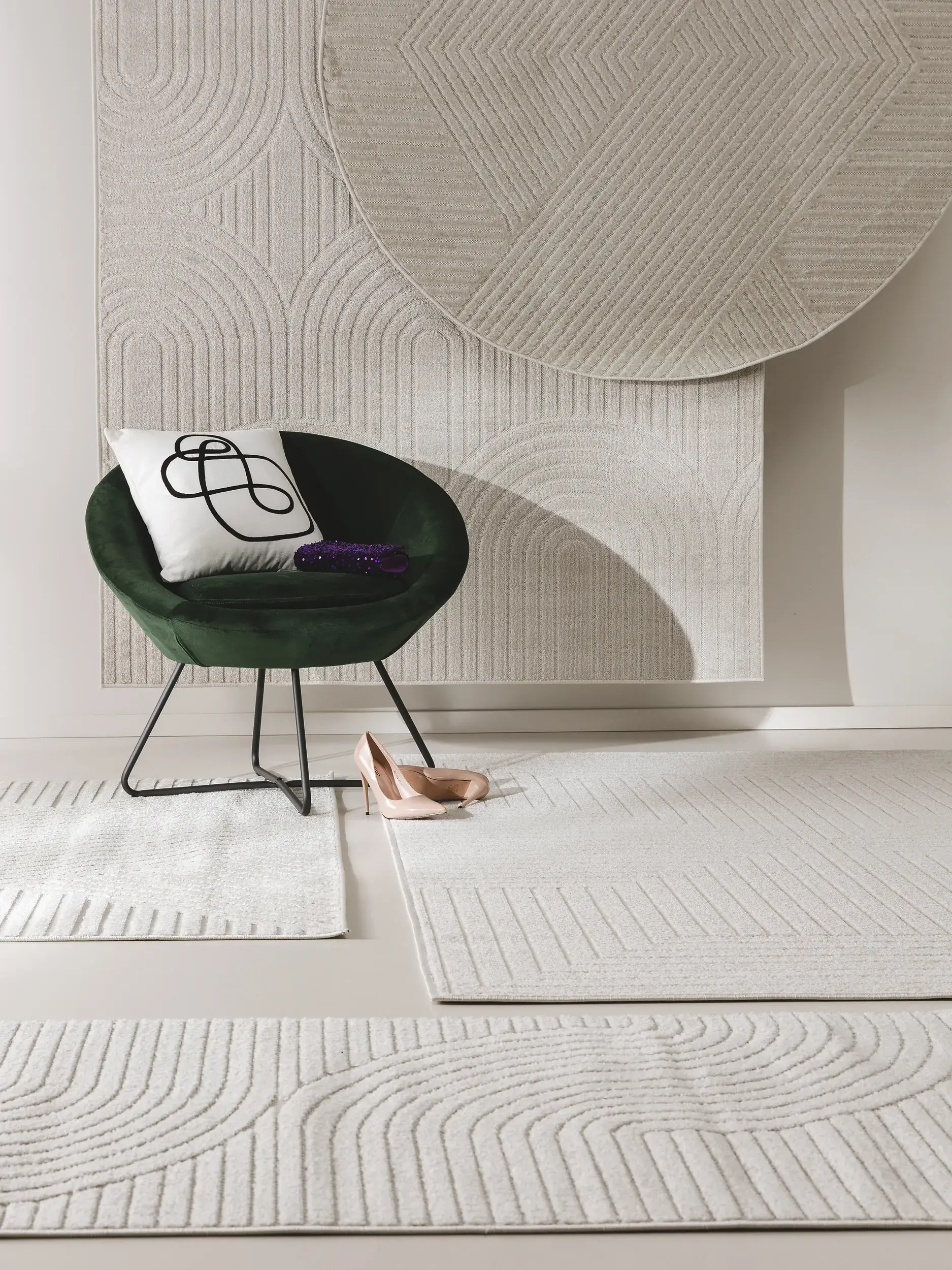 Teppich aus 100% Polypropylen in Beige mit 100% Polypropylen hohem Flor von benuta Pop