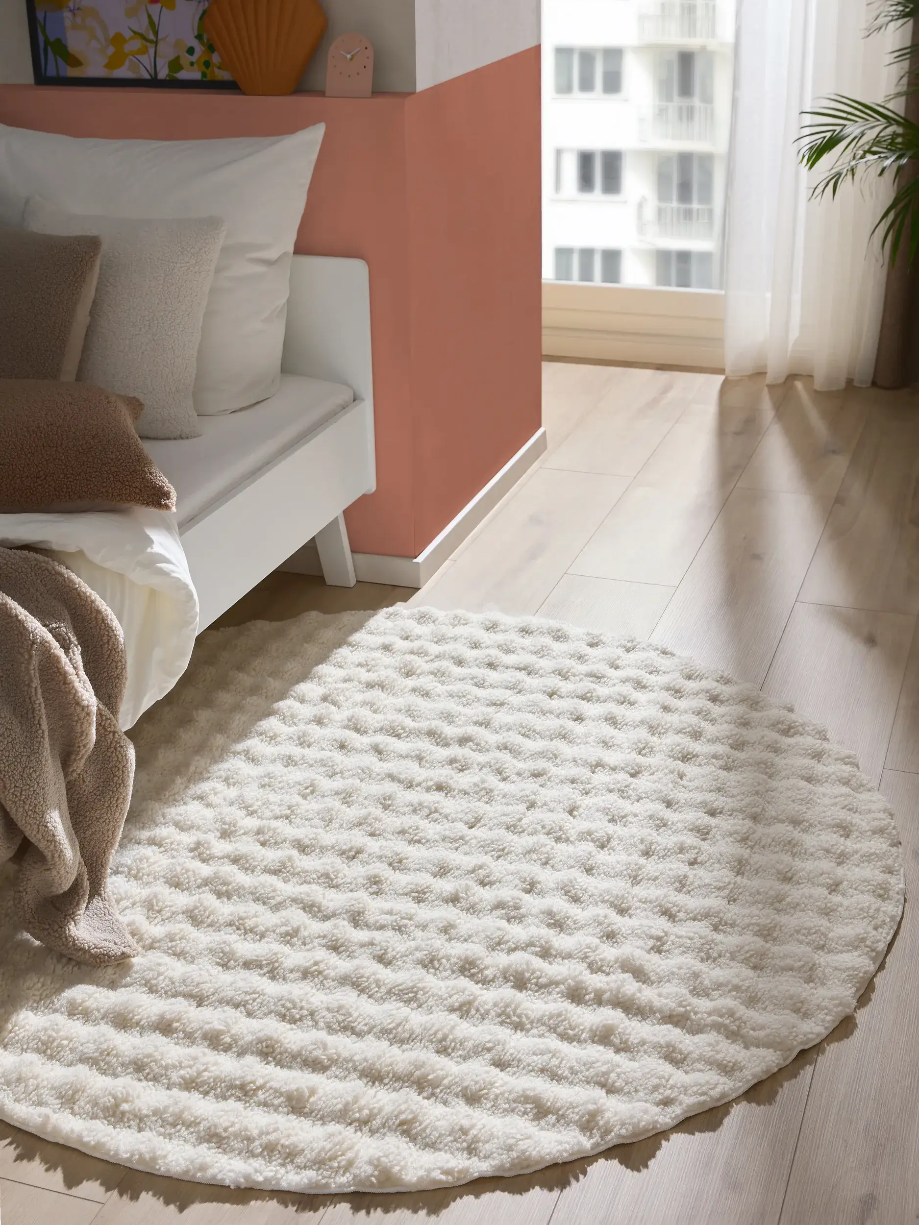 Tapis en 100% Polyester en Blanc avec une pile de 100% Polyester de hauteur de benuta POP