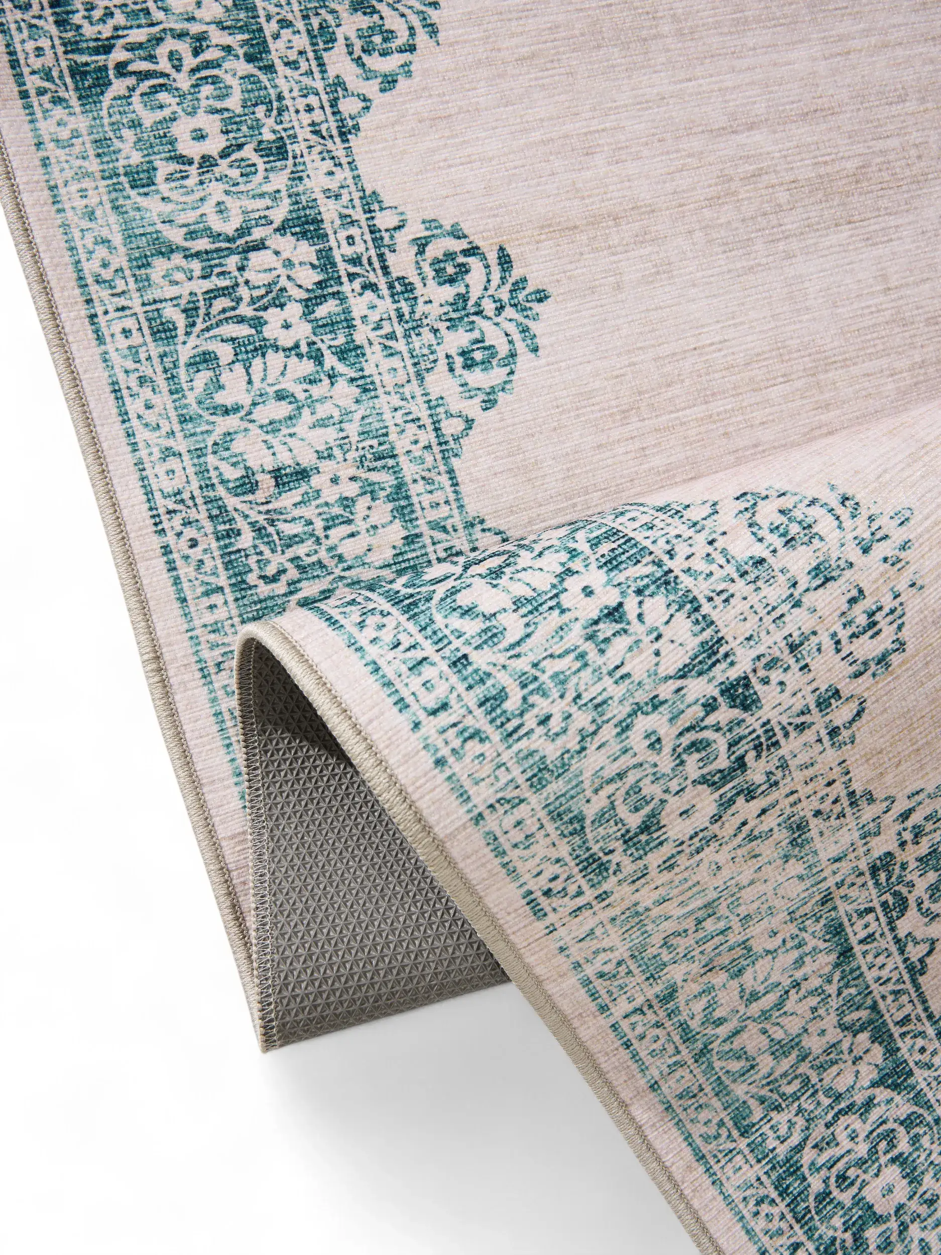 Teppich aus 100% Polyester in Türkis mit 100% Polyester hohem Flor von benuta Pop