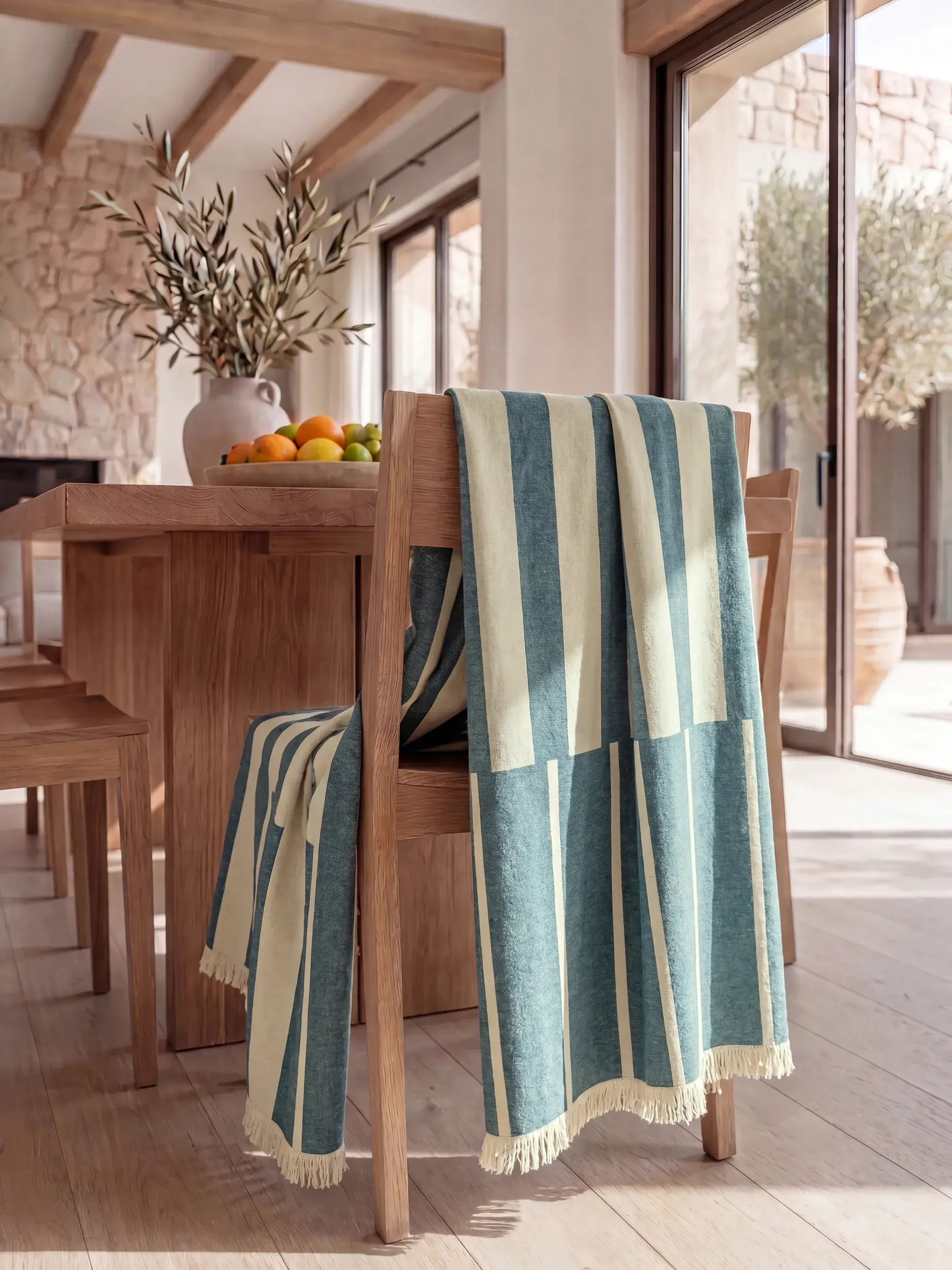 Coperta di cotone Reed Petrol di benuta Nest