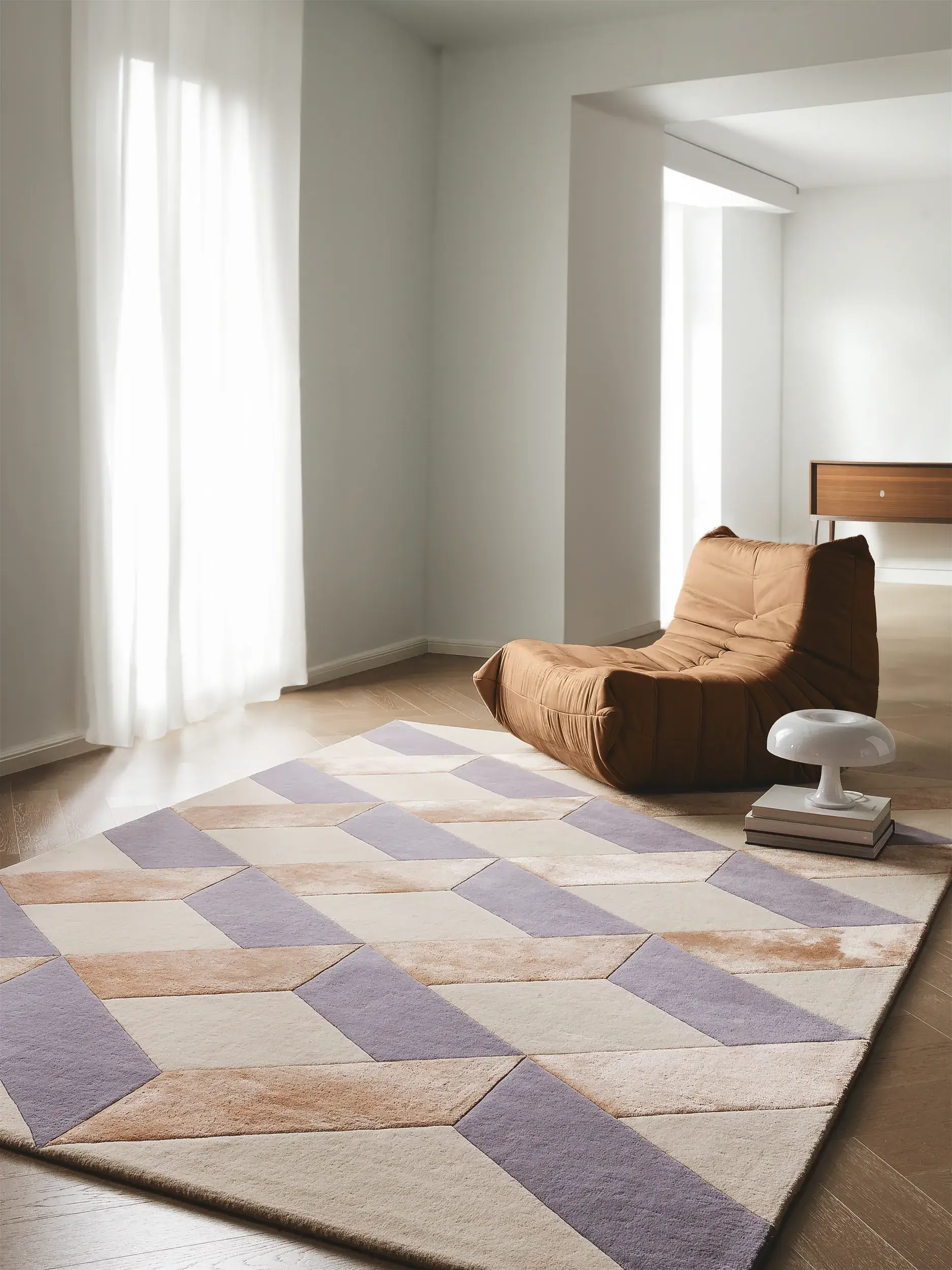 Teppich aus 70% Wolle, 30% Lyocell (Tencel™) in Multicolor mit 70% Wolle, 30% Lyocell (Tencel™) hohem Flor von benuta Finest