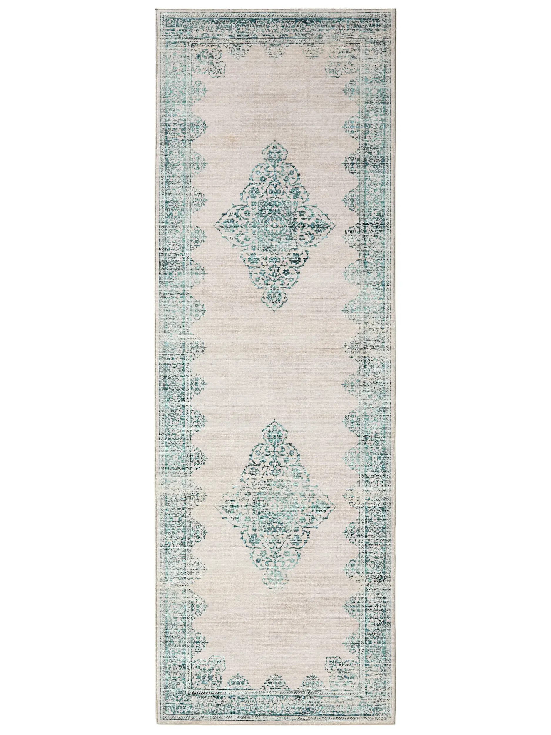 Teppich aus 100% Polyester in Türkis mit 100% Polyester hohem Flor von benuta Pop