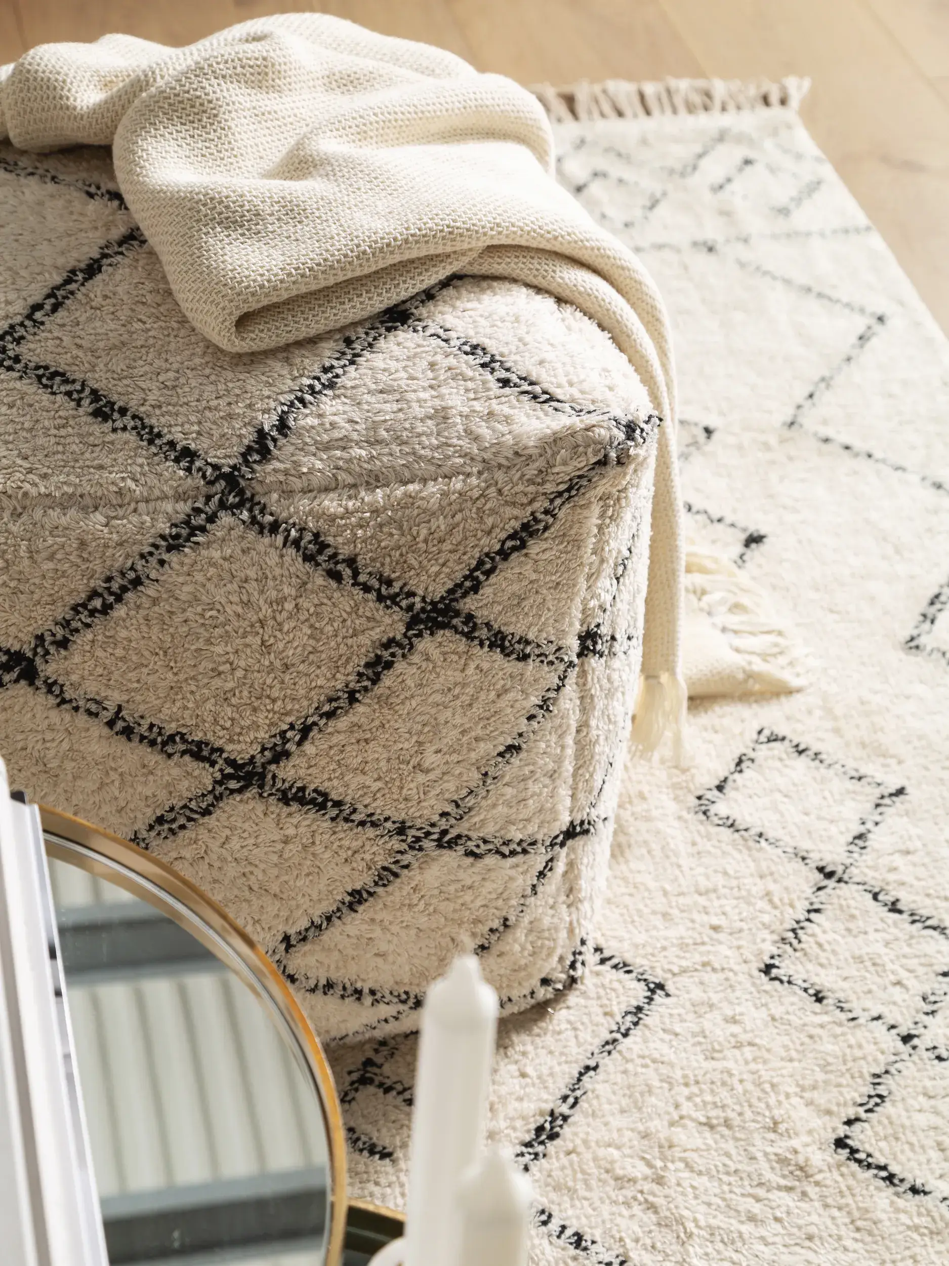 Pouf Naomi Cream im Design Orientalisch aus 100% Baumwolle von benuta Nest