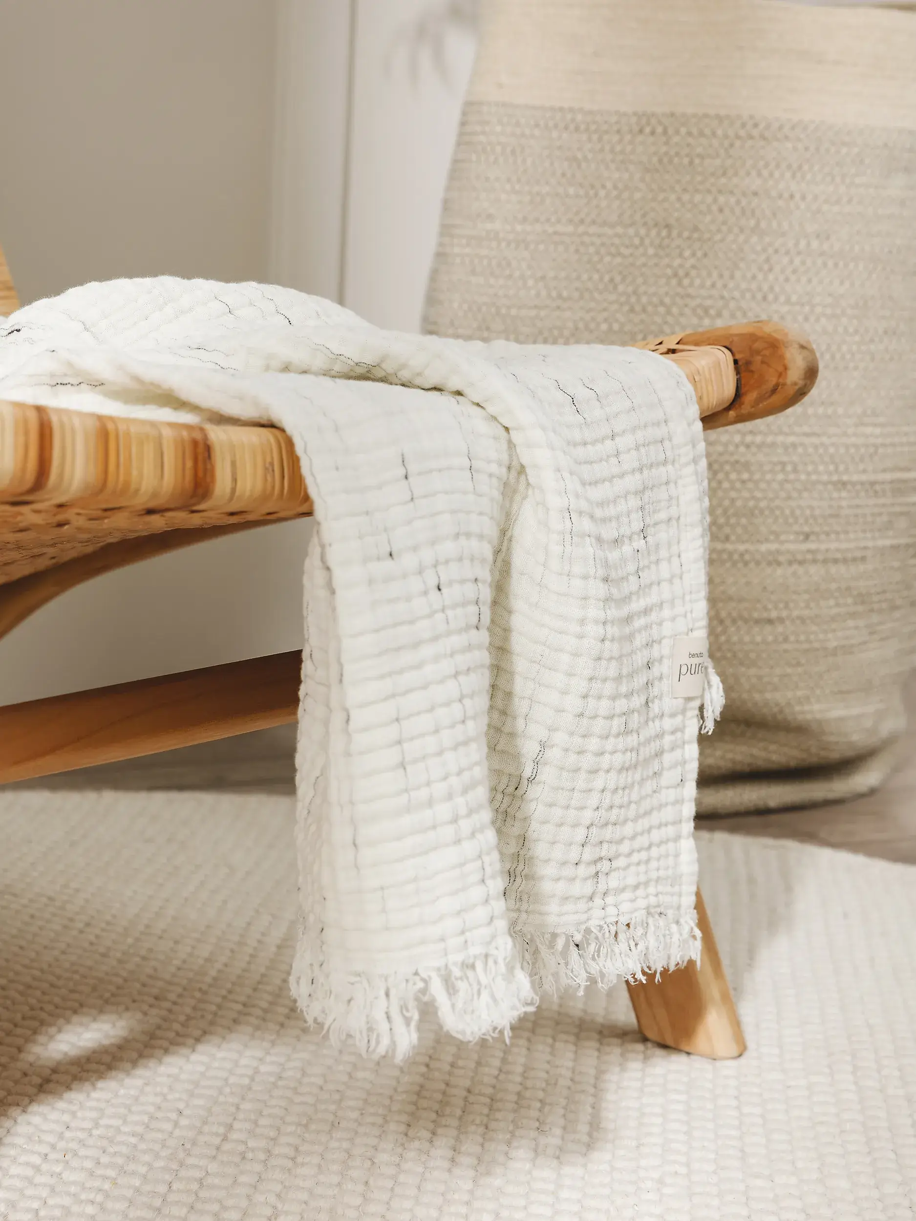 Baumwolldecke Jona Cream im Design  aus  von benuta Pure
